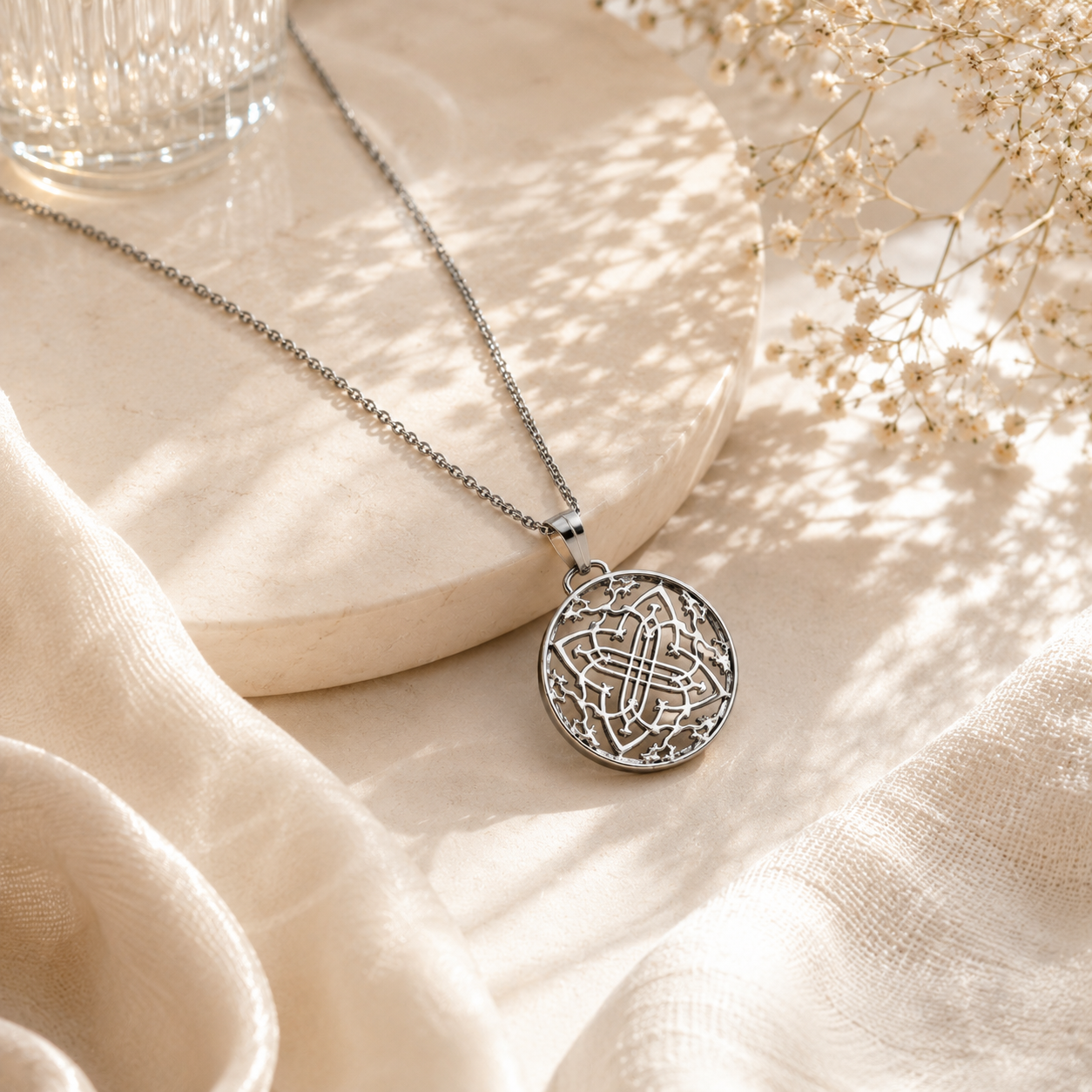Discoid silver pendant – handcrafted silver PENDANTS (alternate view)