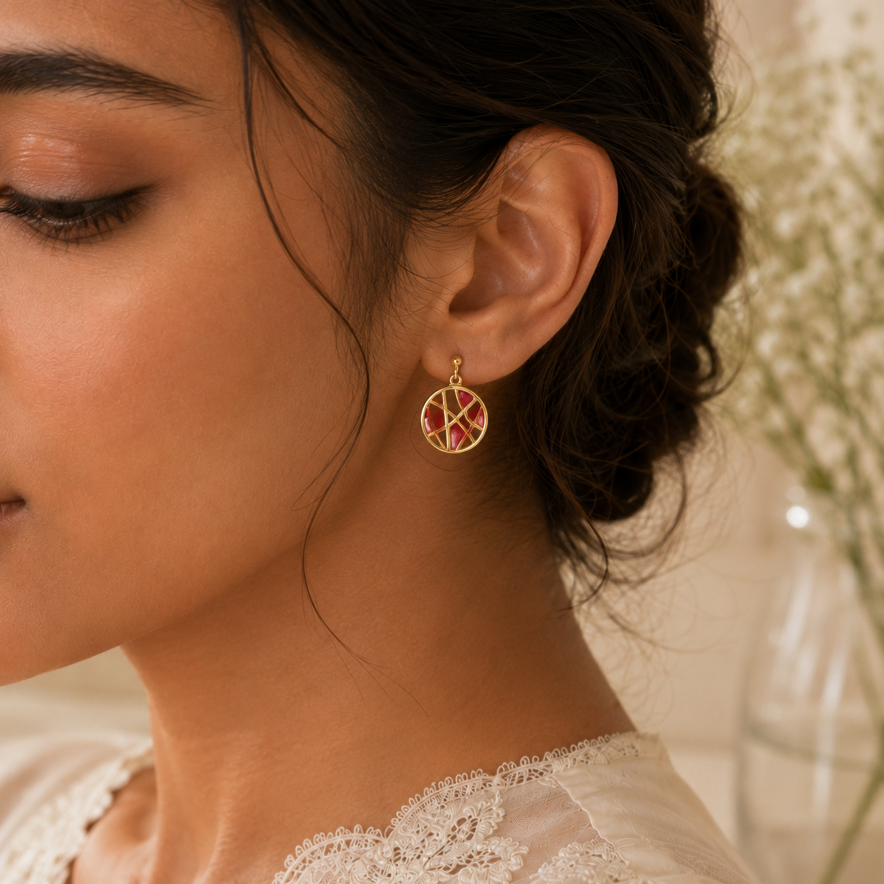 MEENAKARI ART SILVER EARRINGS