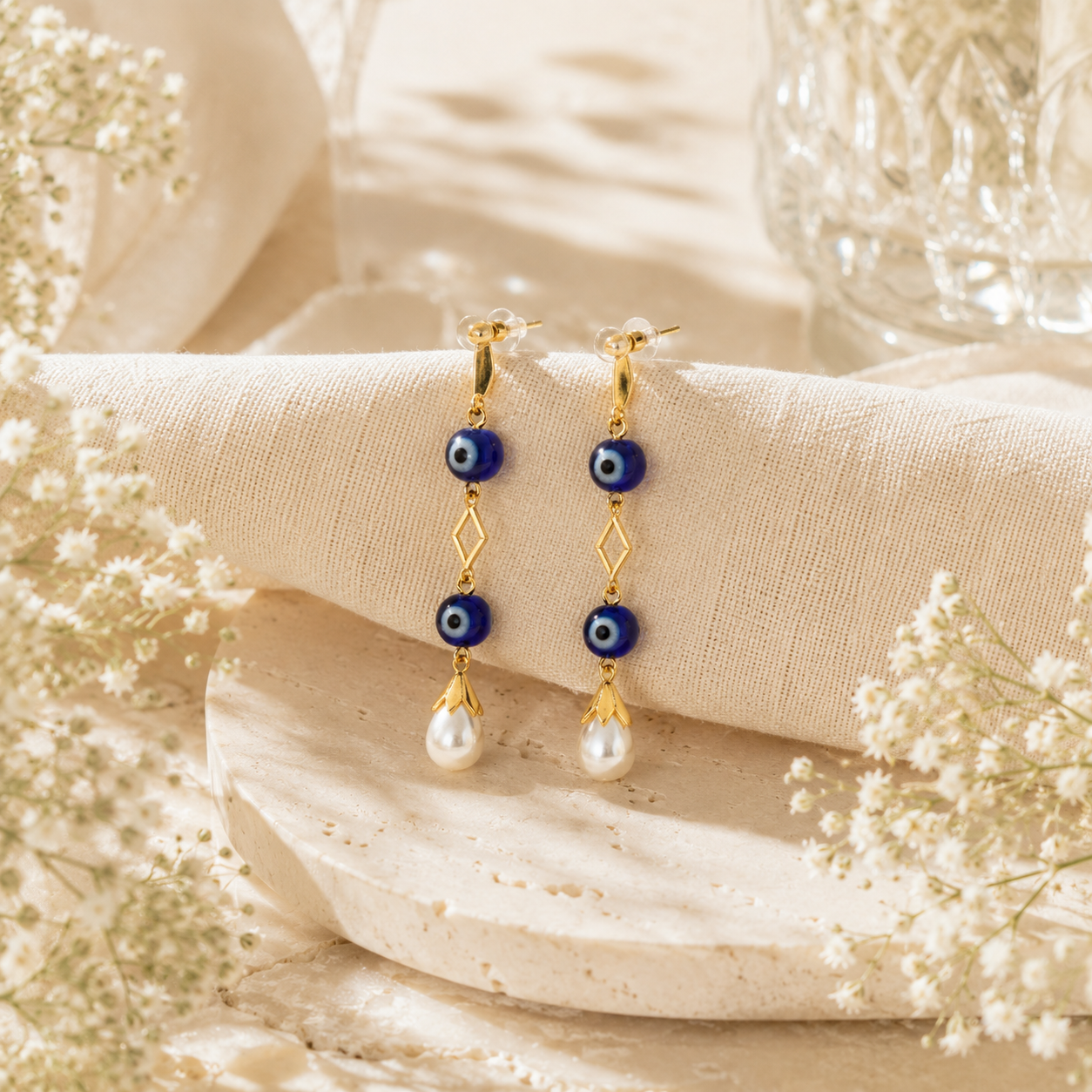 Evil eye ward silver earrings – handcrafted silver EARRINGS (alternate view)