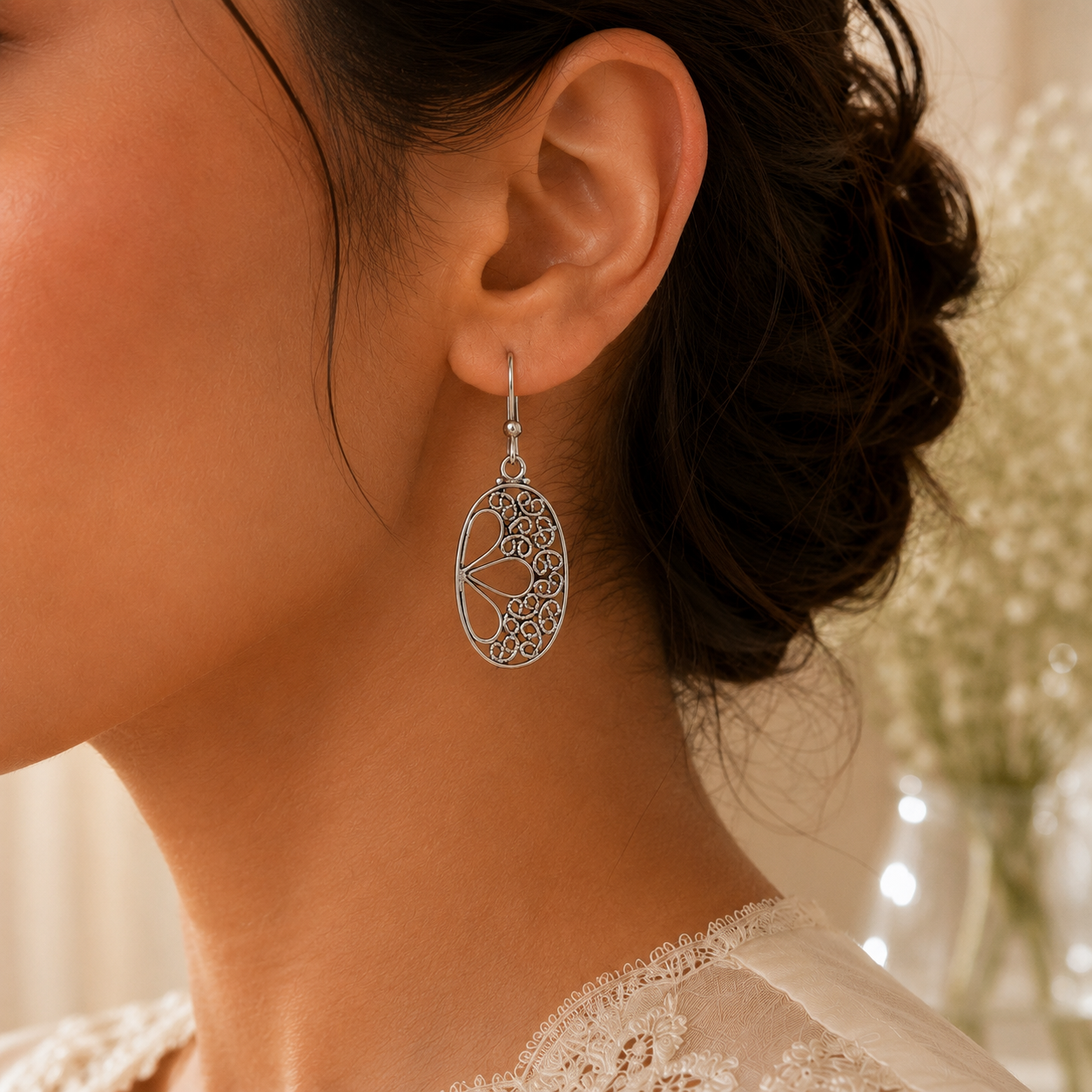 SWANKY SILVER DROP EARRING