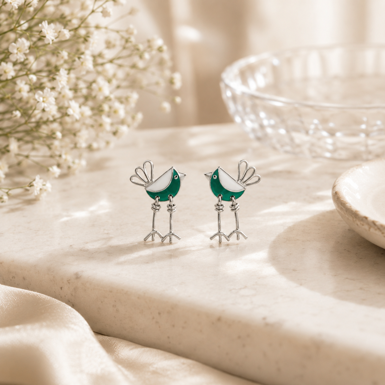 Chirpy bird silver earrings – handcrafted silver EARRINGS