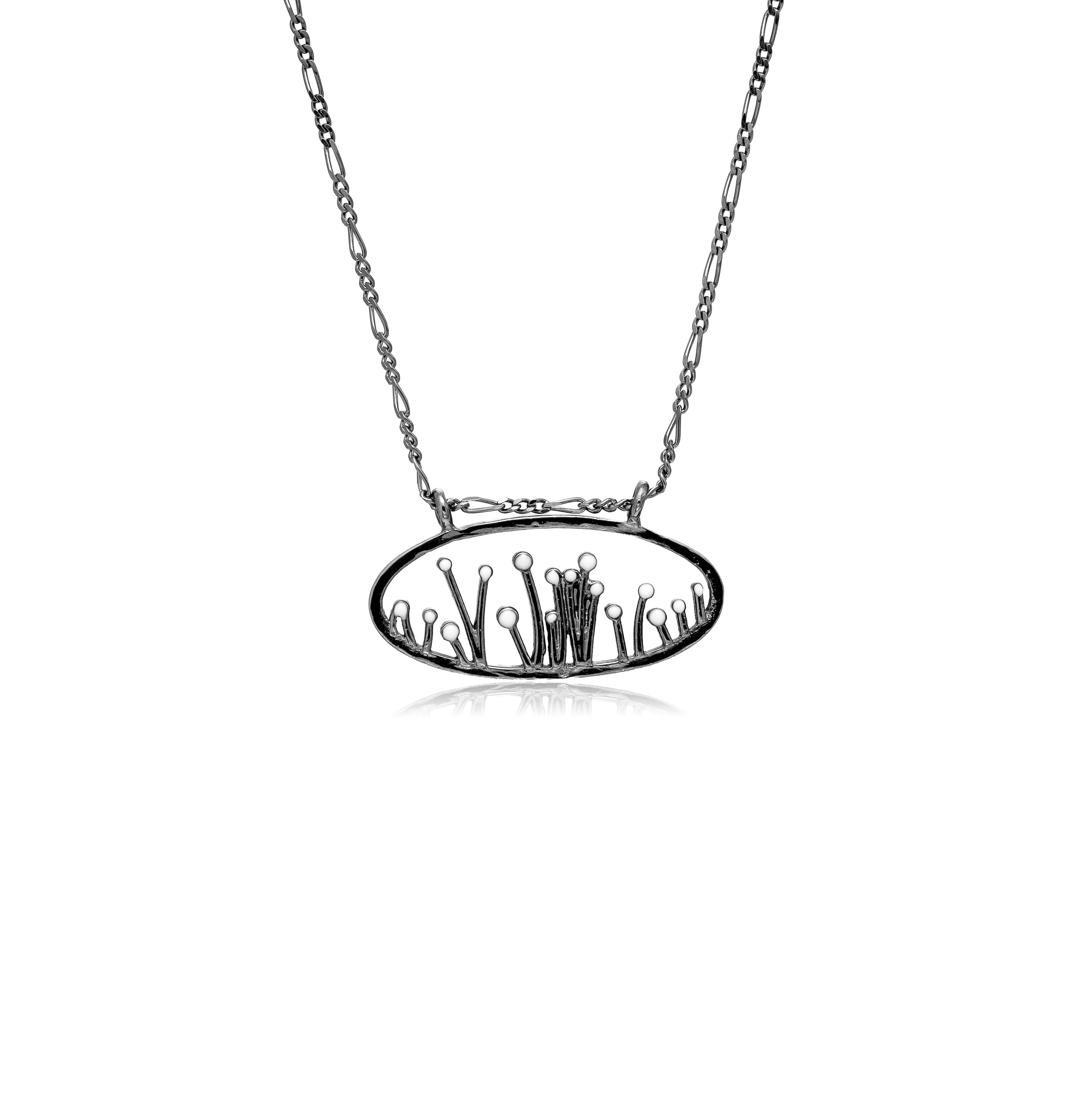 White Florets Silver Pendant