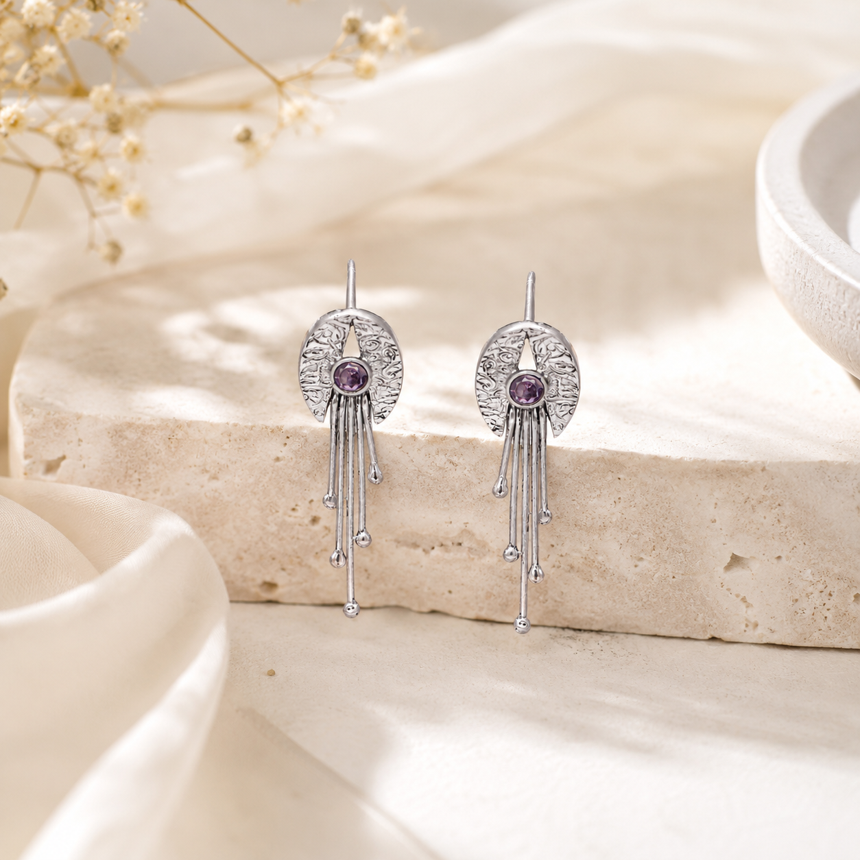 Funky silver earrings – handcrafted silver EARRINGS (alternate view)
