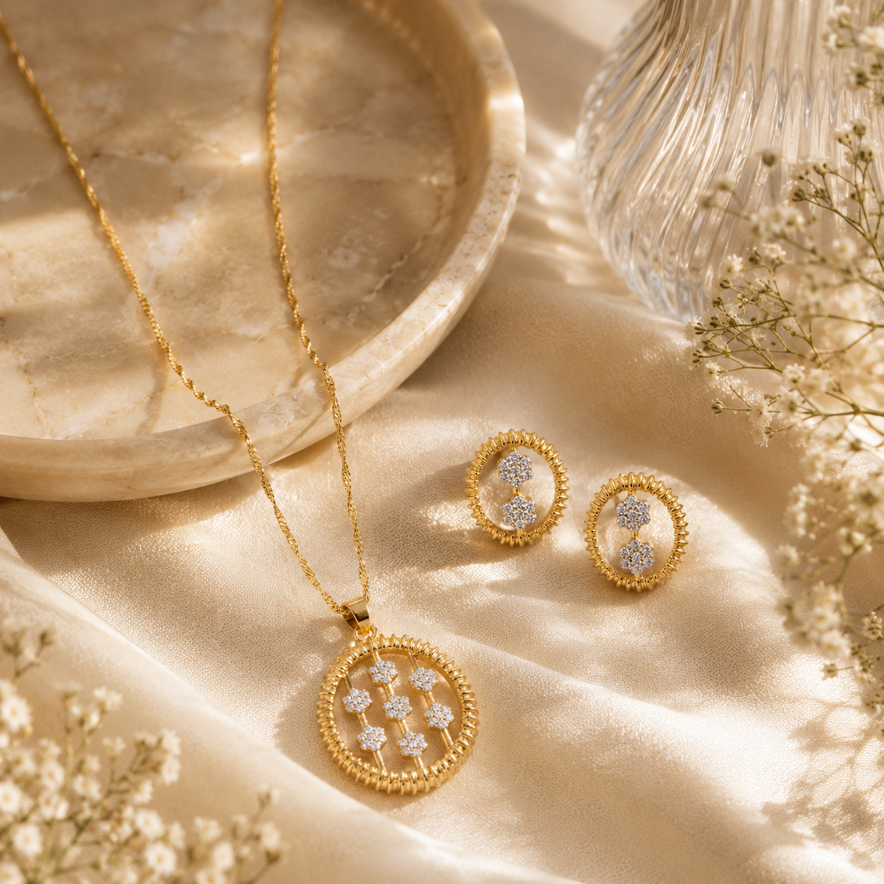 Dazzling pendant set – handcrafted silver Pendant Sets (alternate view)