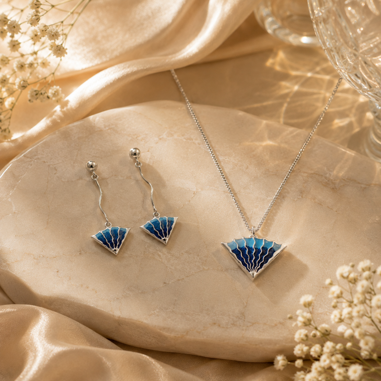 Silver shell pendant set – handcrafted silver Pendant Sets (alternate view)