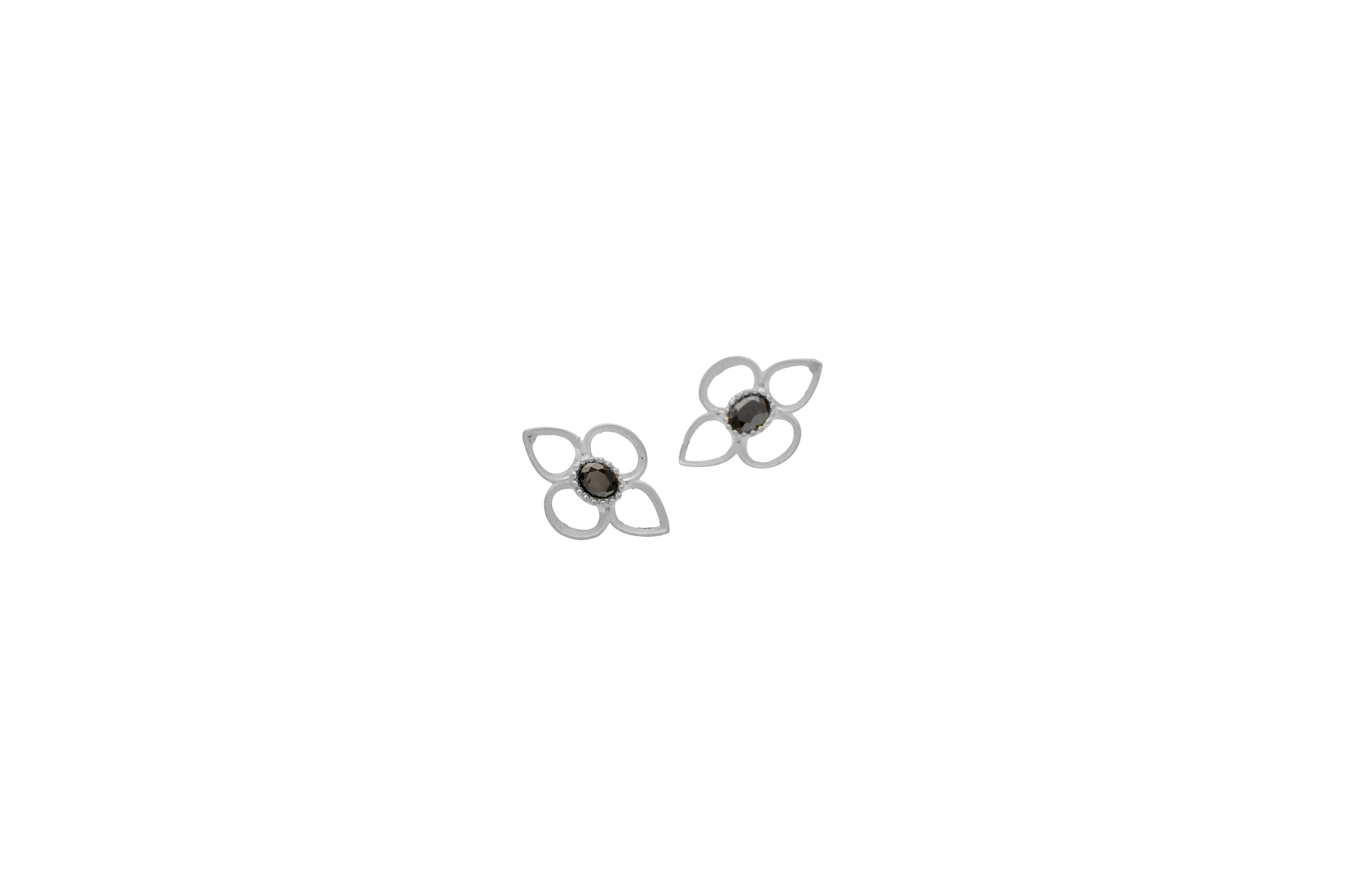 Clover Silhouette Silver Stud Earrings
