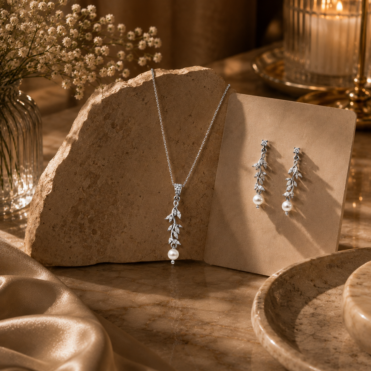 Twilight vine silver pendant set – handcrafted silver Pendant Sets (alternate view)