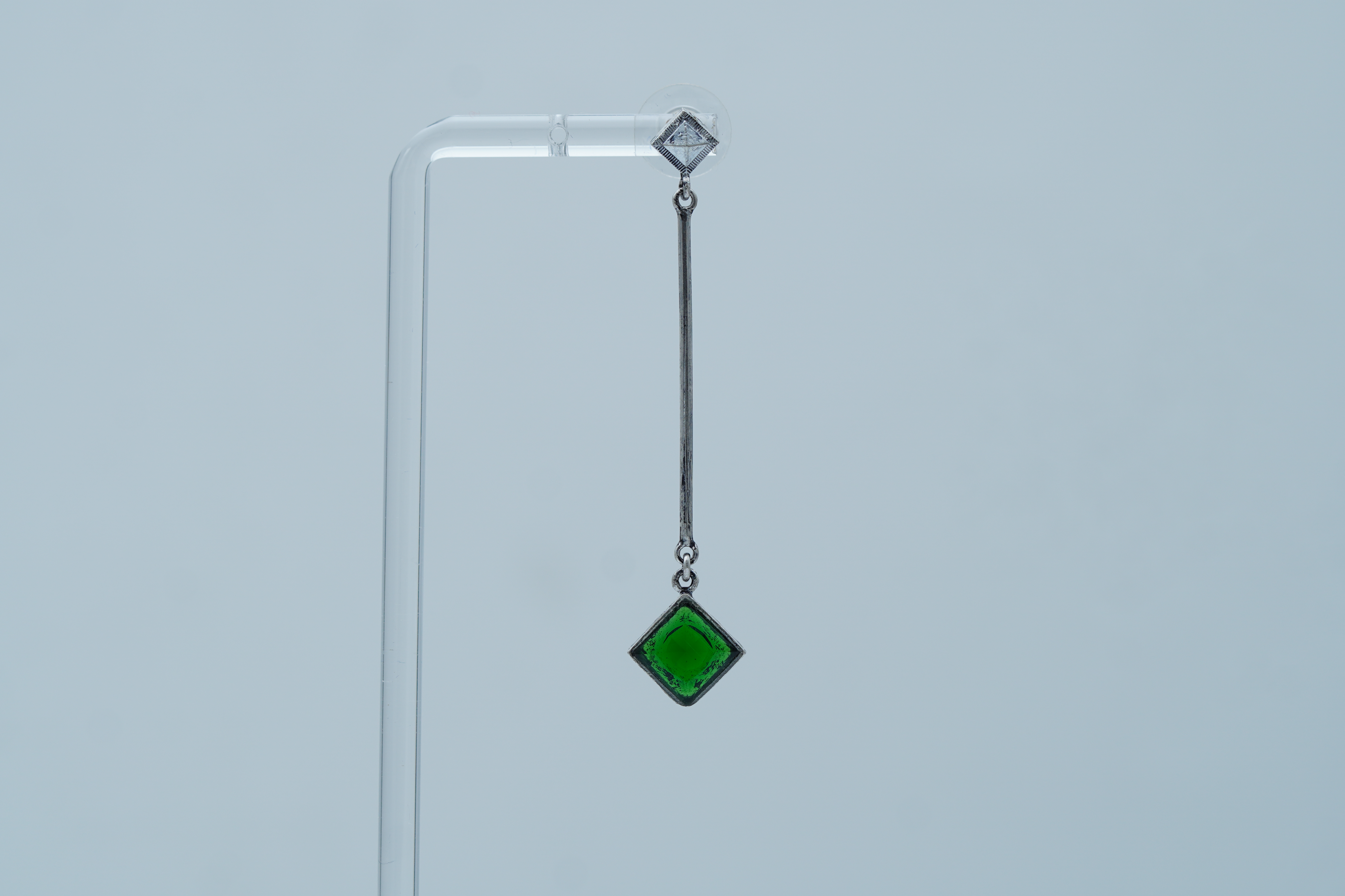 GREEN AURA SILVER DANGLERS