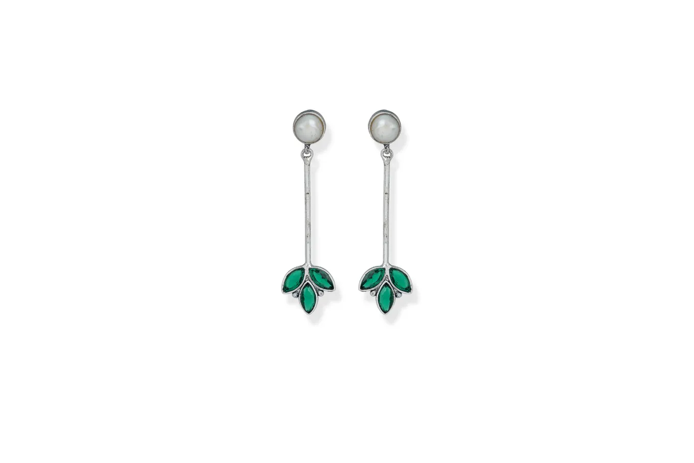 SILVER FLORA DROP EARRINGS
