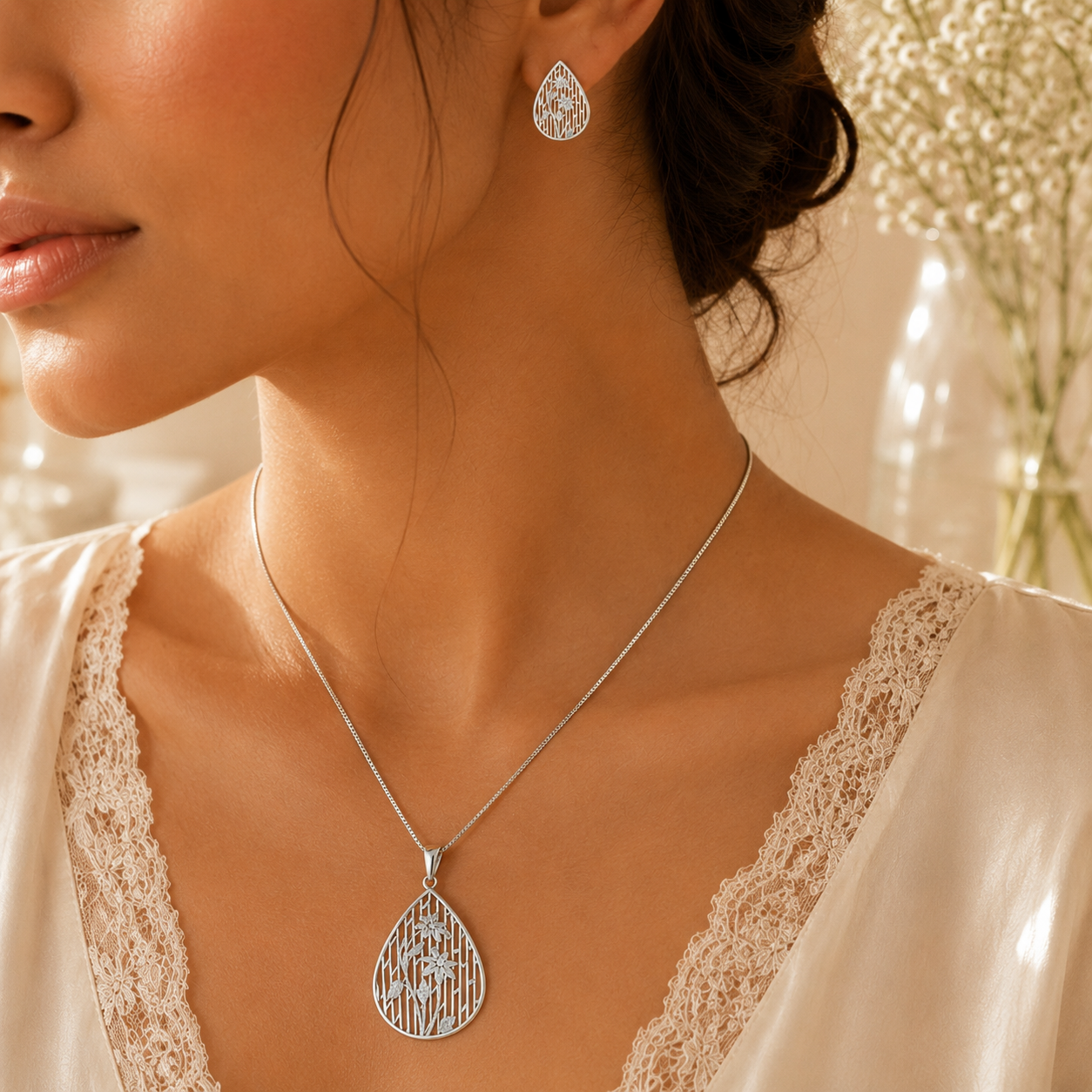DEWDROP GARDEN SILVER PENDANT SET