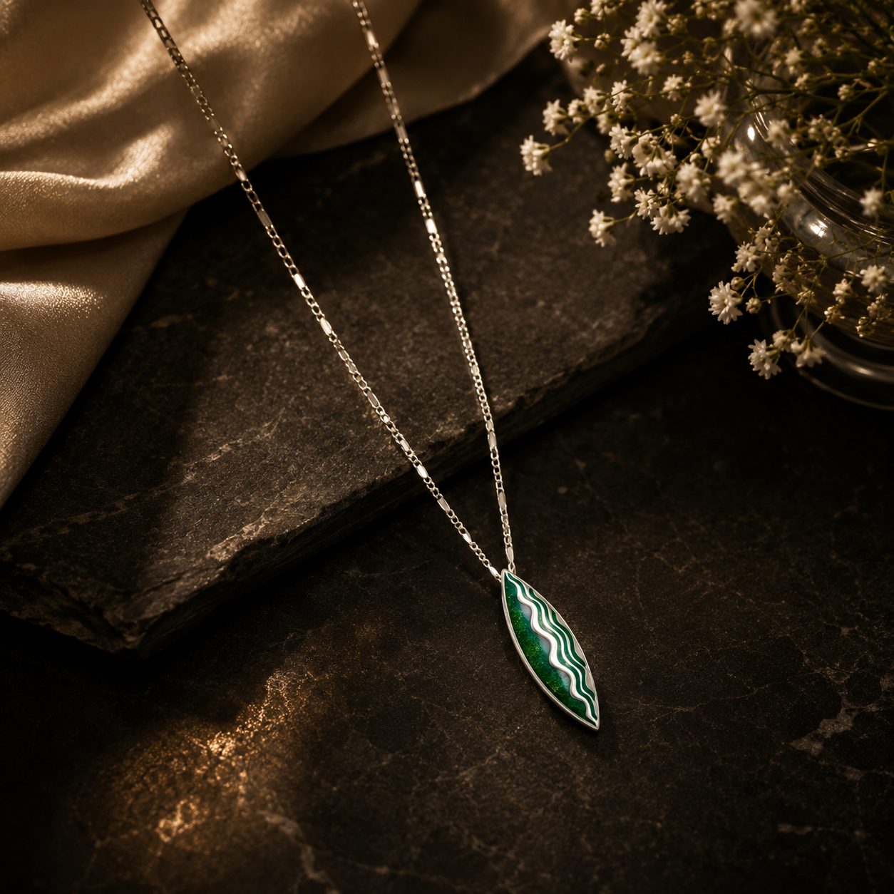 Silver stream pendant set – handcrafted silver Pendant Sets (alternate view)