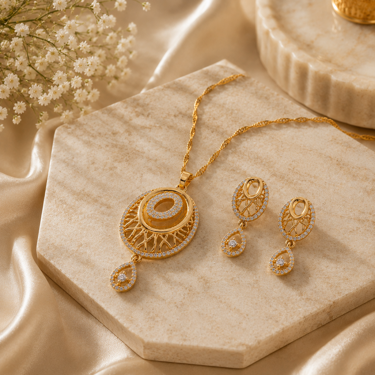 Luxurious silver pendant set – handcrafted silver Pendant Sets (alternate view)