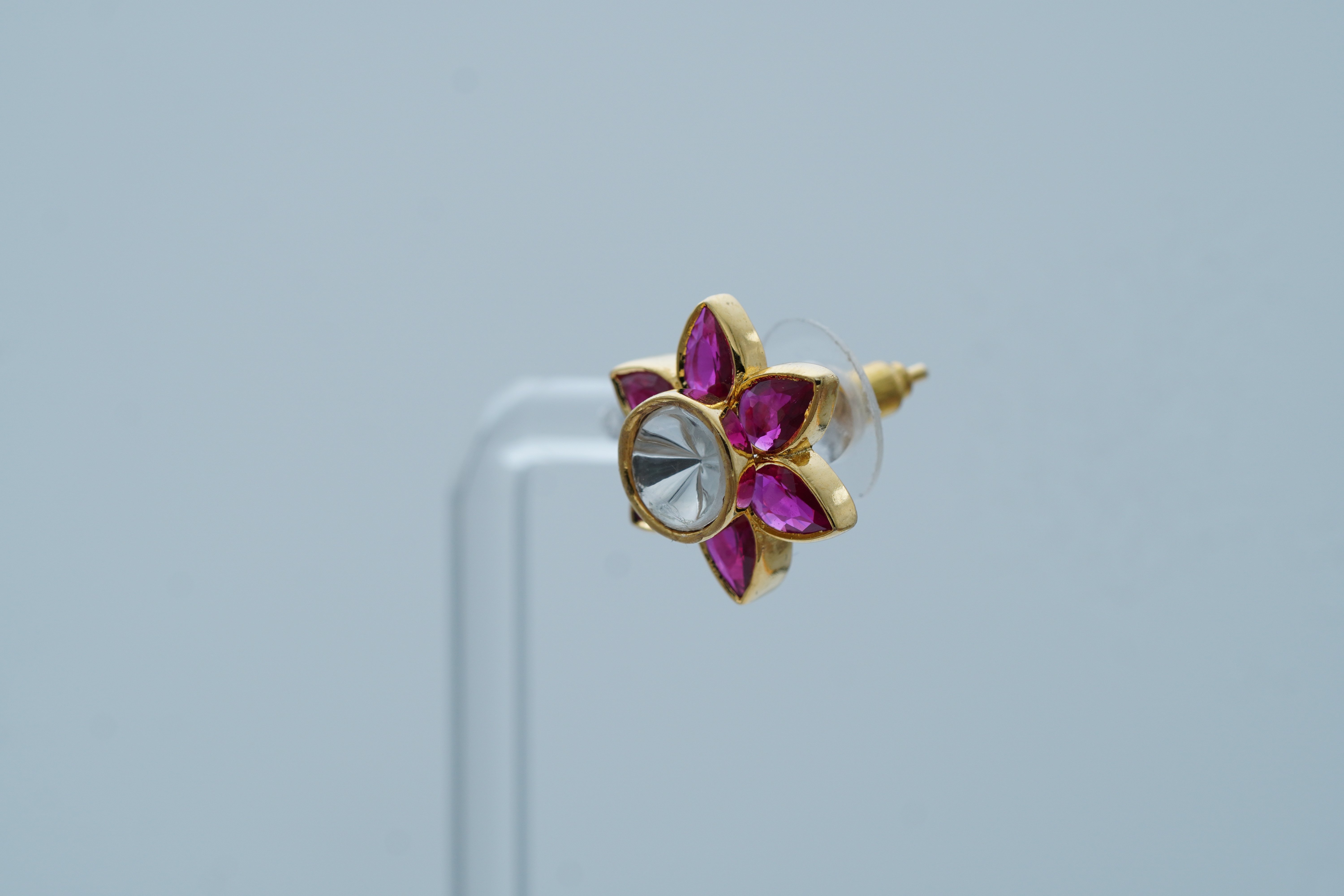 RUBY BLOOM SILVER STUD EARRINGS