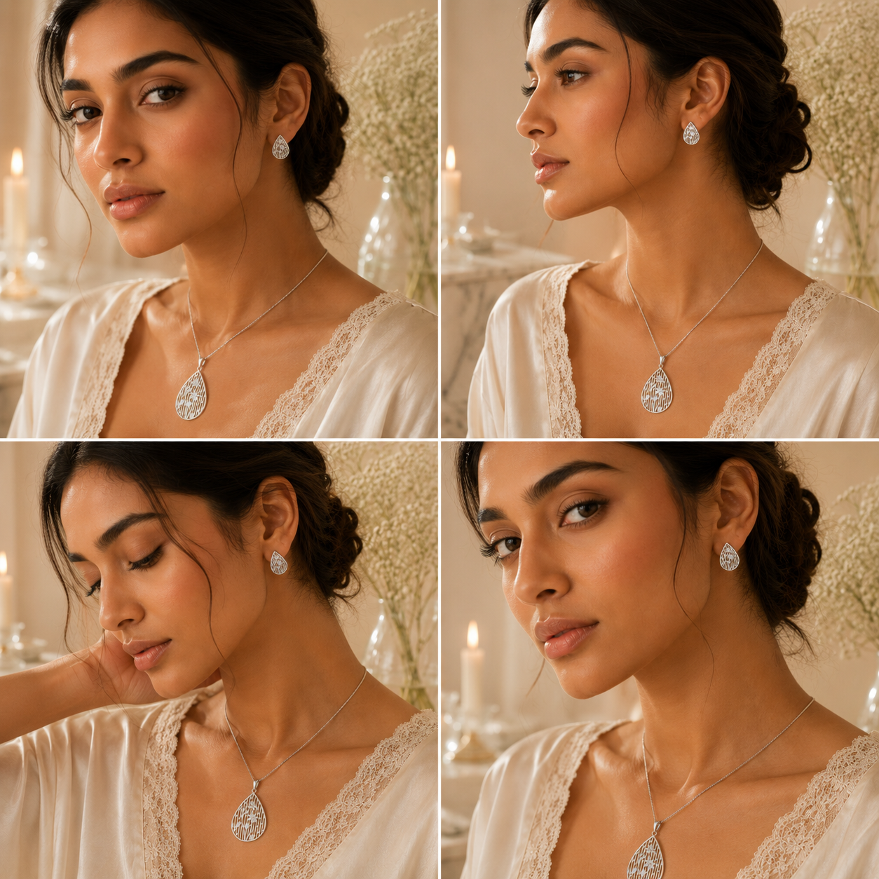 DEWDROP GARDEN SILVER PENDANT SET