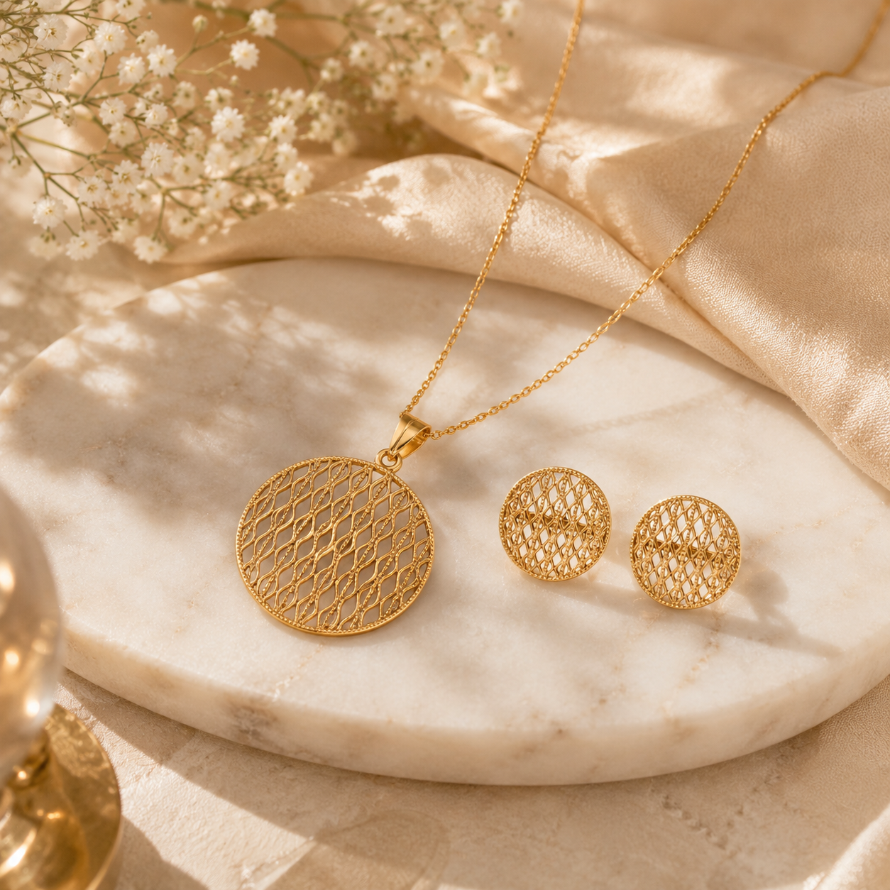 Wavelet silver pendant set – handcrafted silver Pendant Sets (alternate view)