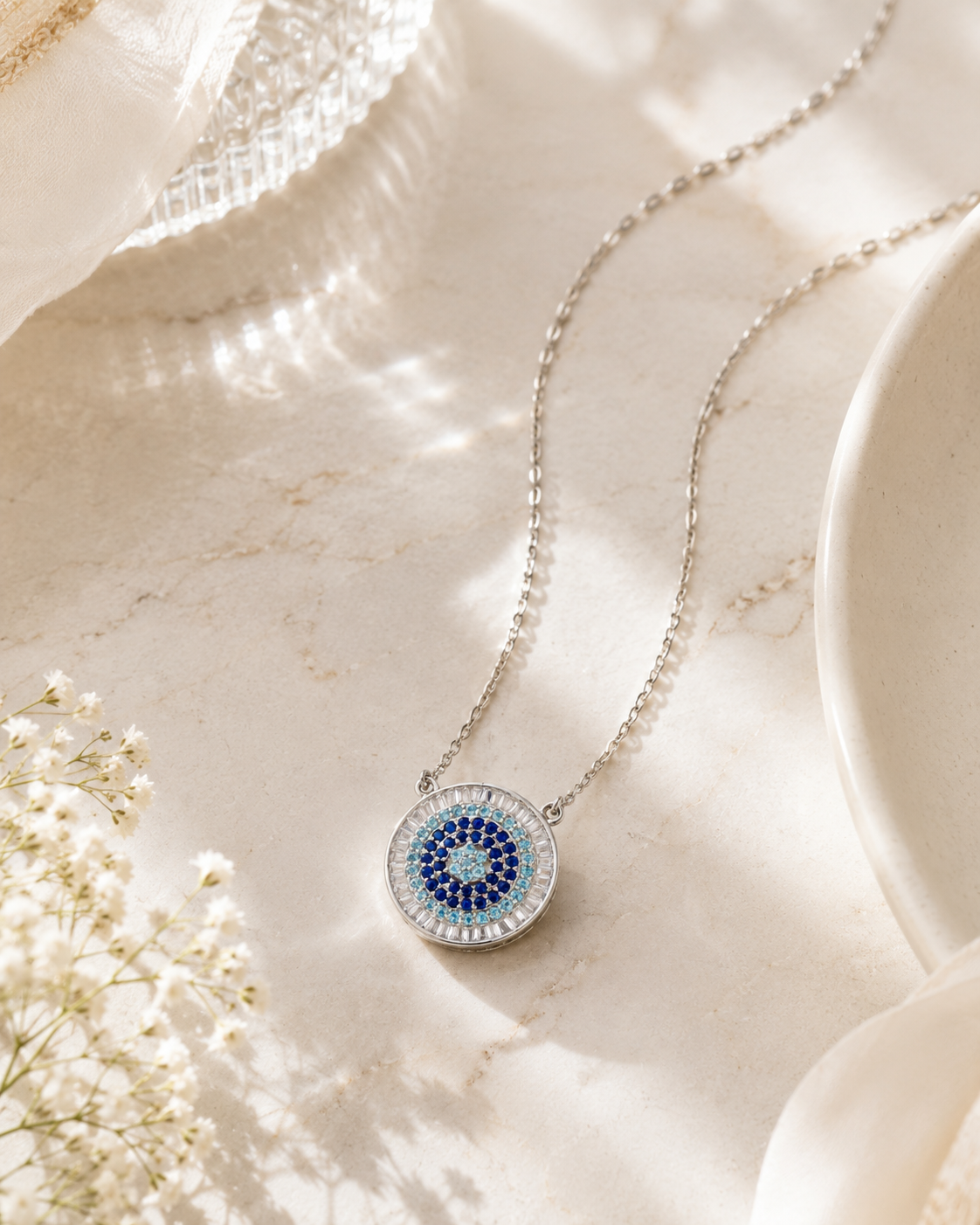 Silver symbolica evil eye charm pendant – handcrafted silver PENDANTS