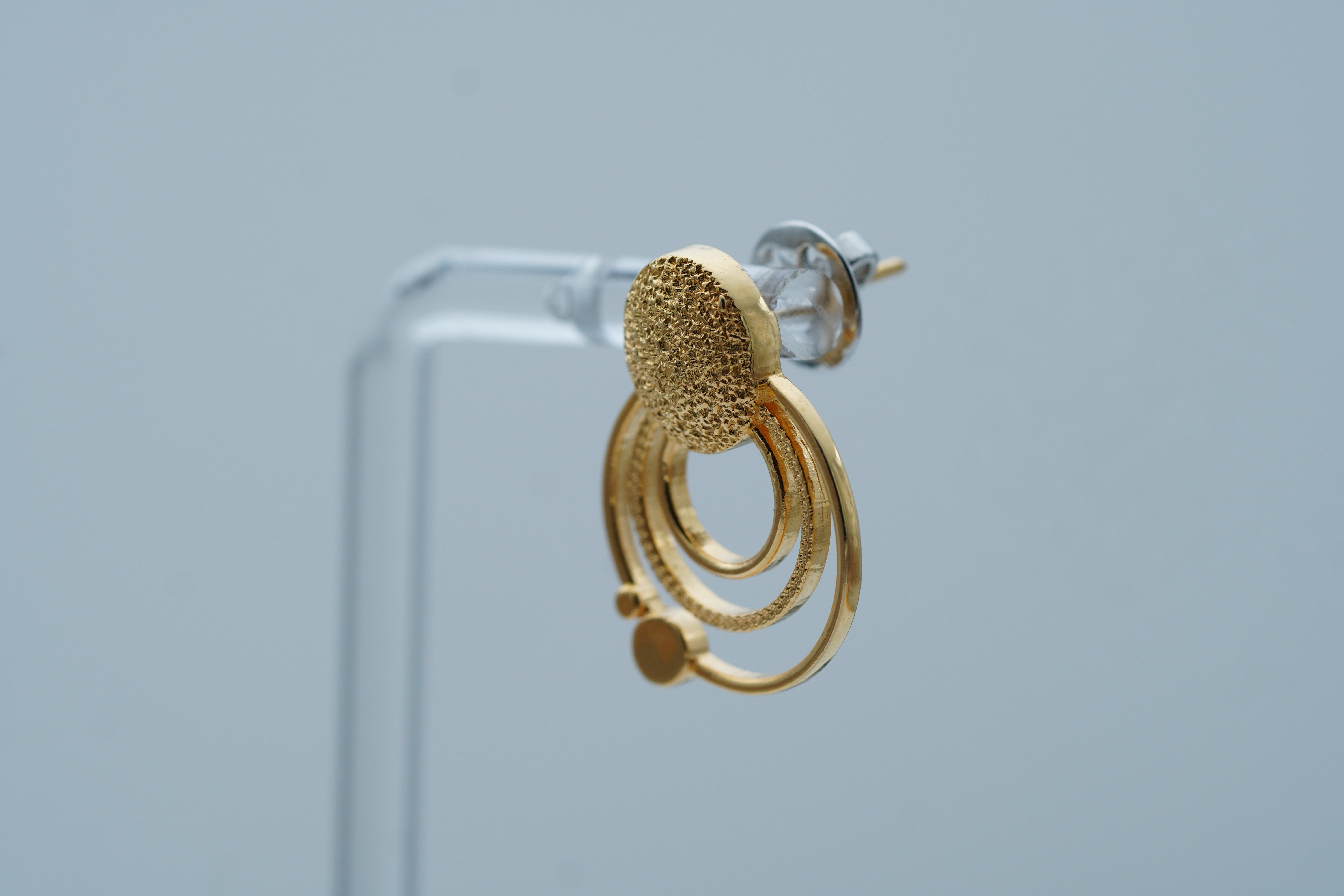 Three-Tiered Disc Silver Drop Earrings