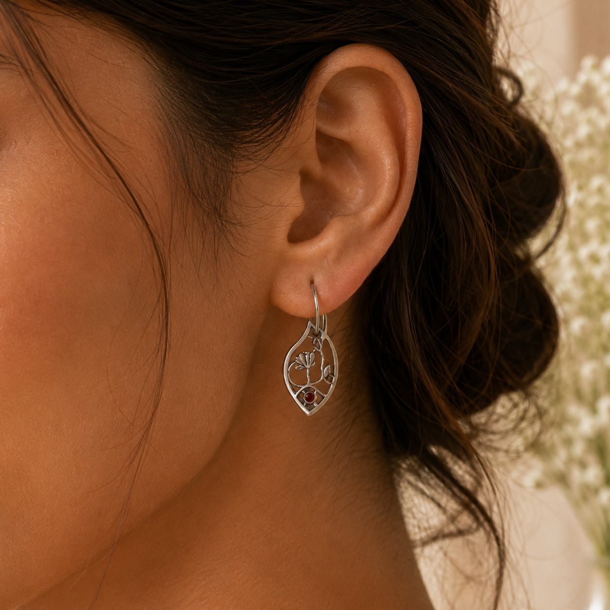 Silver Leafette Drop Earrings