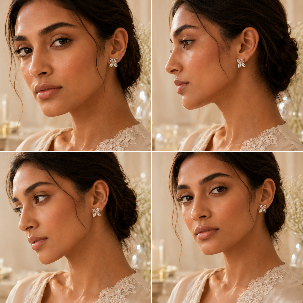 Buttercup Bloom Silver Stud Earrings