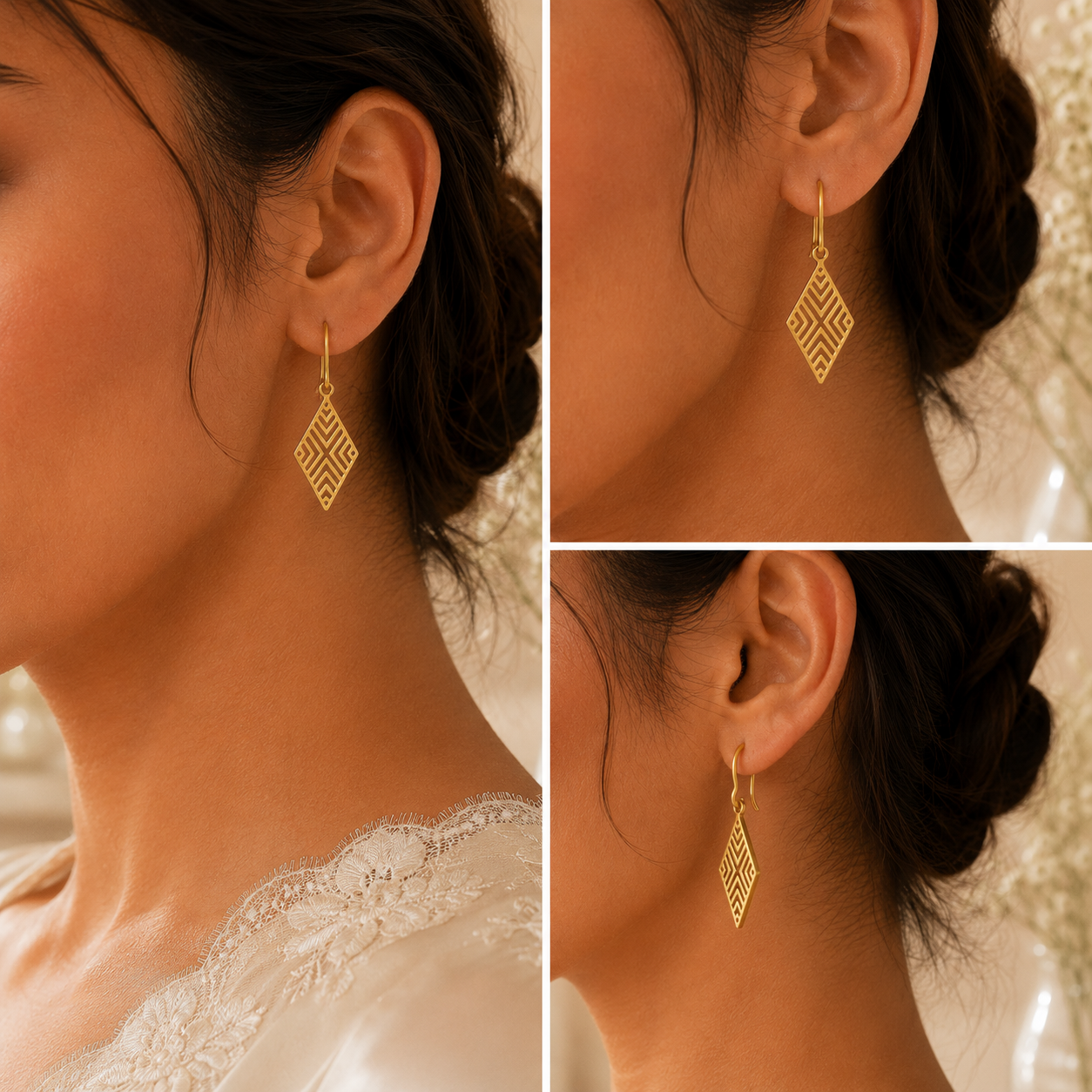 MINIMAL GEOMETRIC SILVER DROP EARRINGS