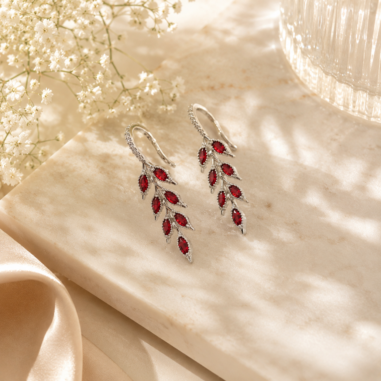 Silver canopy drop earrings – handcrafted silver EARRINGS (alternate view)