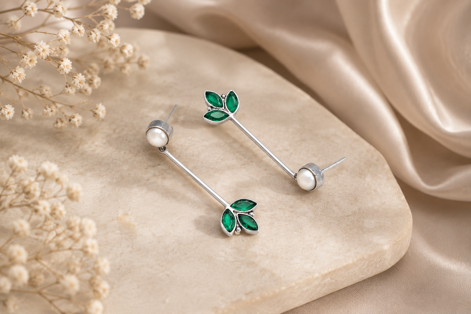 Silver flora drop earrings – handcrafted silver EARRINGS