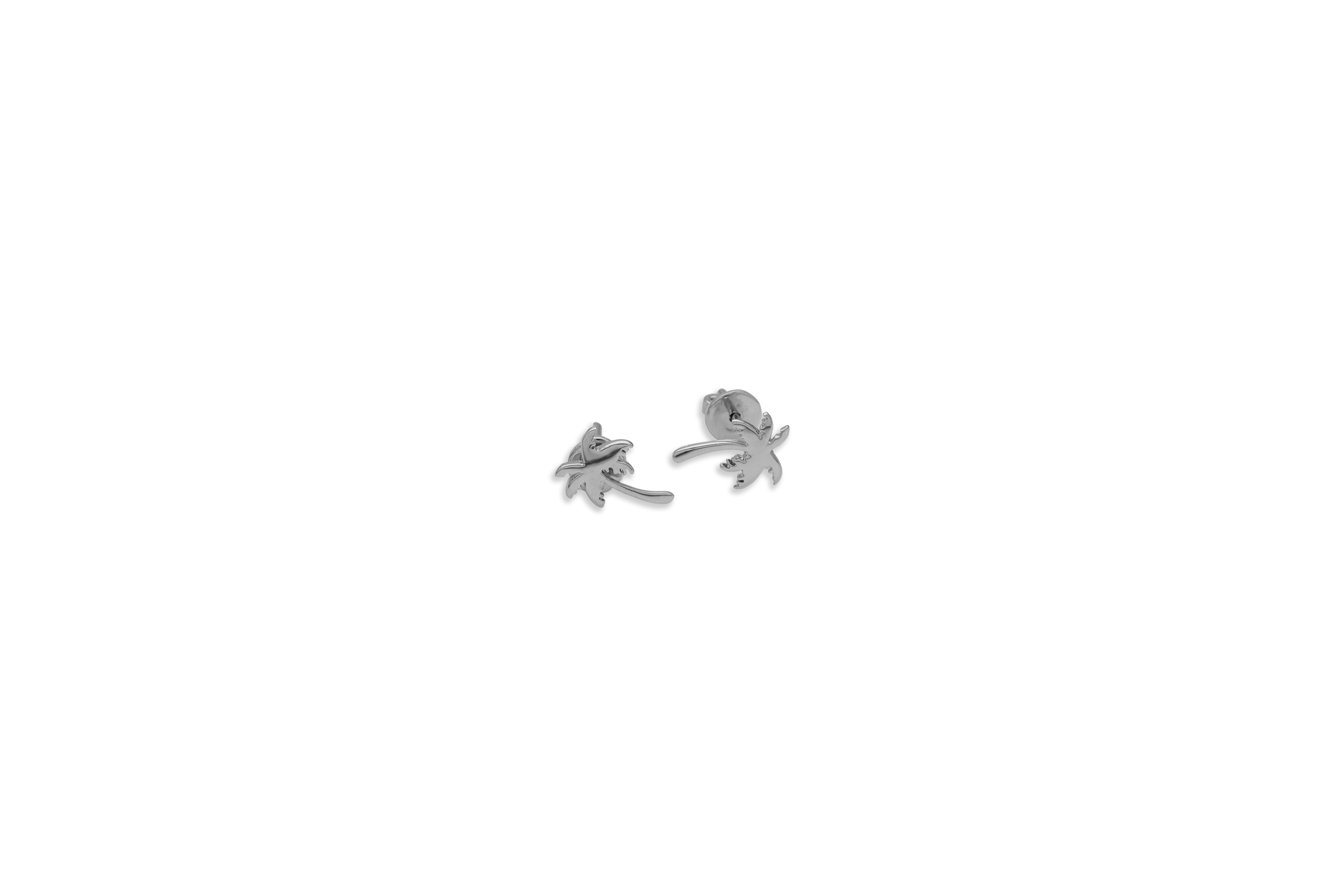 Tropical Palm Silver Stud Earrings