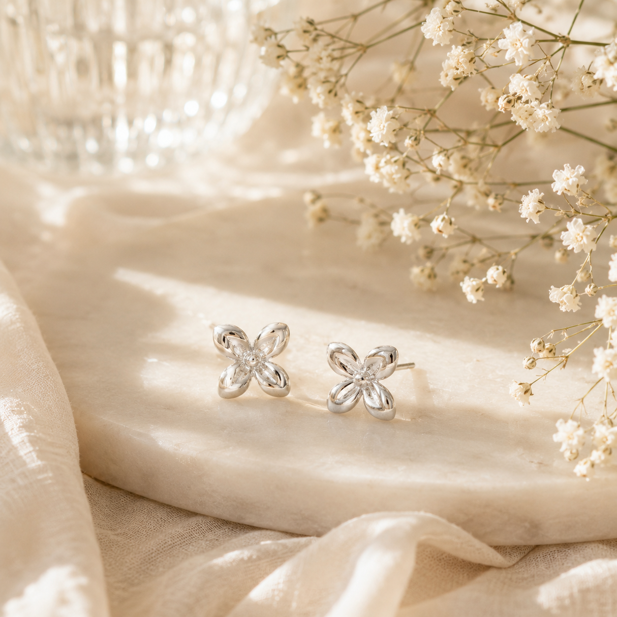 Buttercup bloom silver stud earrings – handcrafted silver EARRINGS