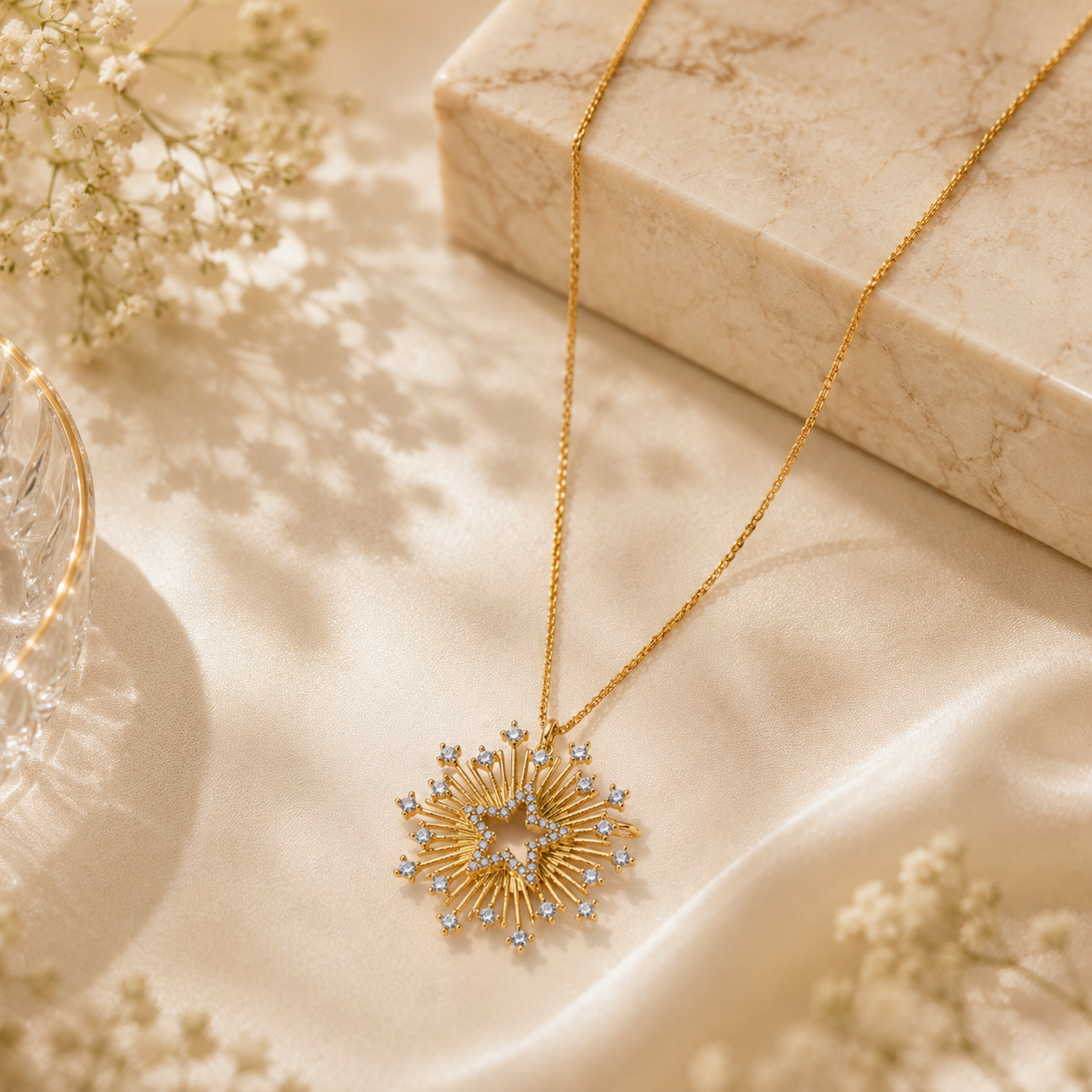 Starburst silver pendant – handcrafted silver PENDANTS (alternate view)