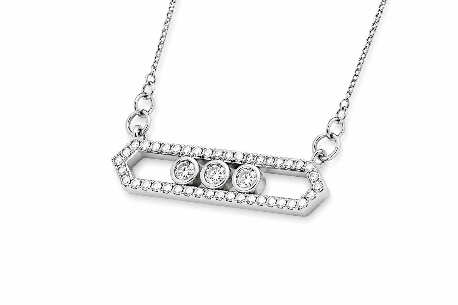 SILVER THREE STONE BAR