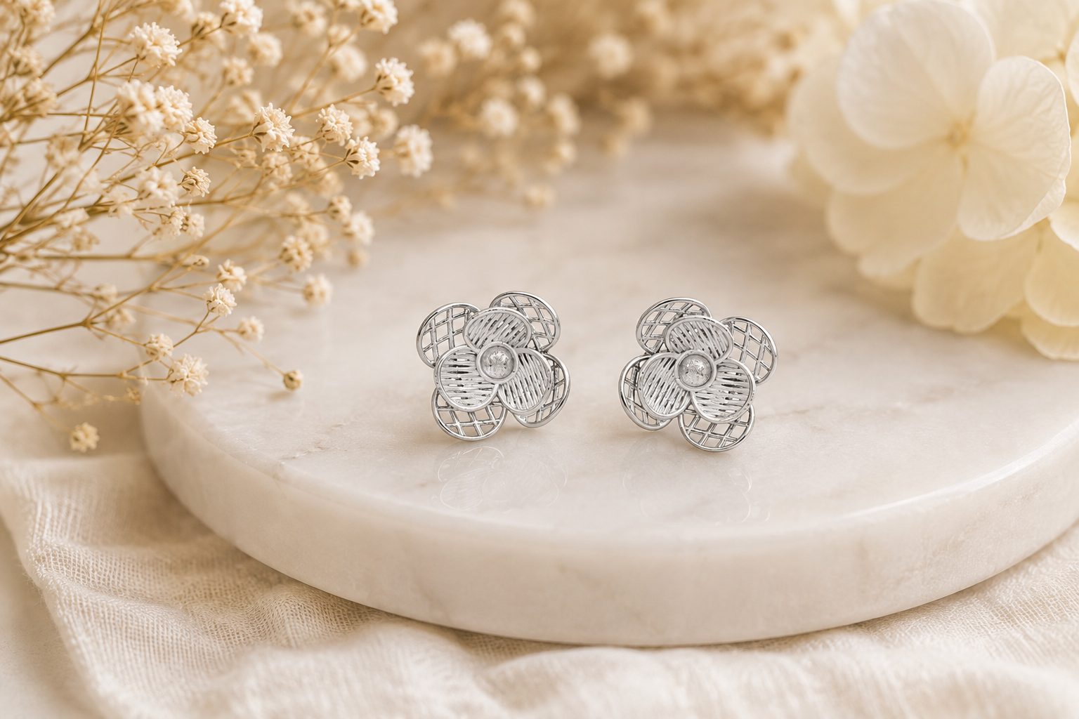 Argent bloom silver pendant set – handcrafted silver Pendant Sets (alternate view)