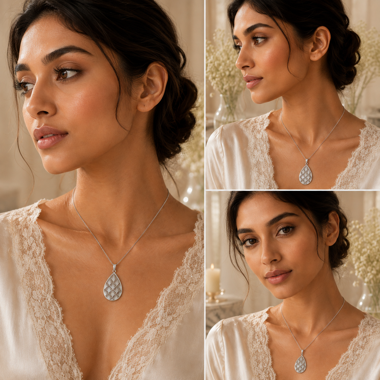 RADIANT SUNBURST SILVER PENDANT SET