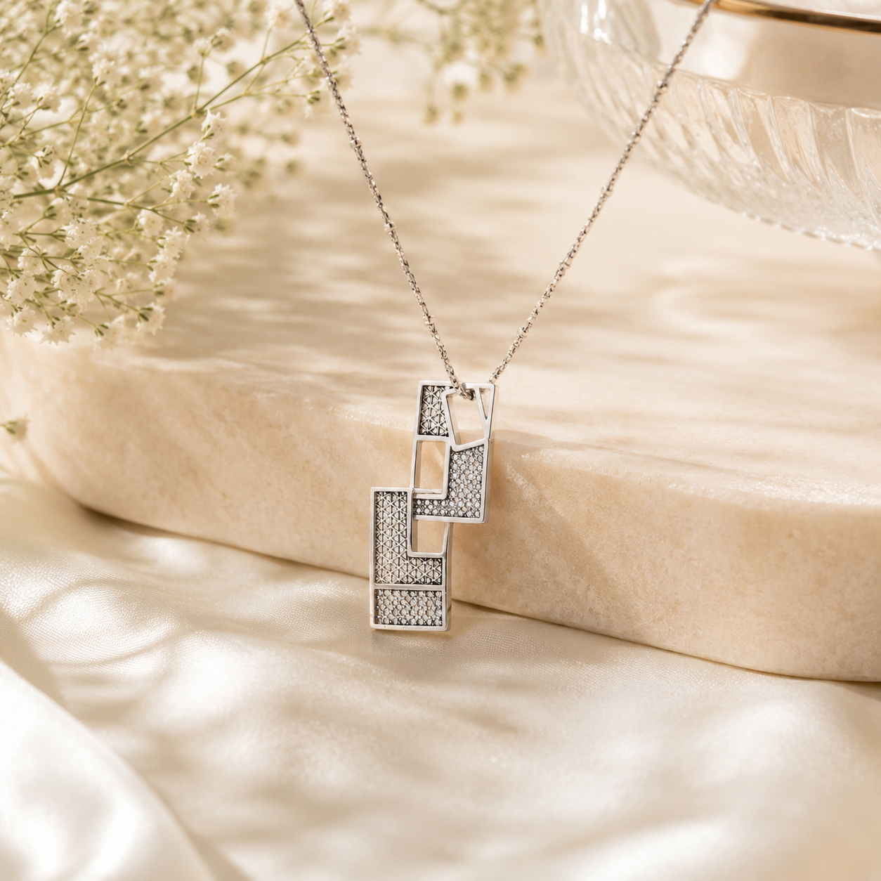 Quirky silver pendant – handcrafted silver PENDANTS (alternate view)