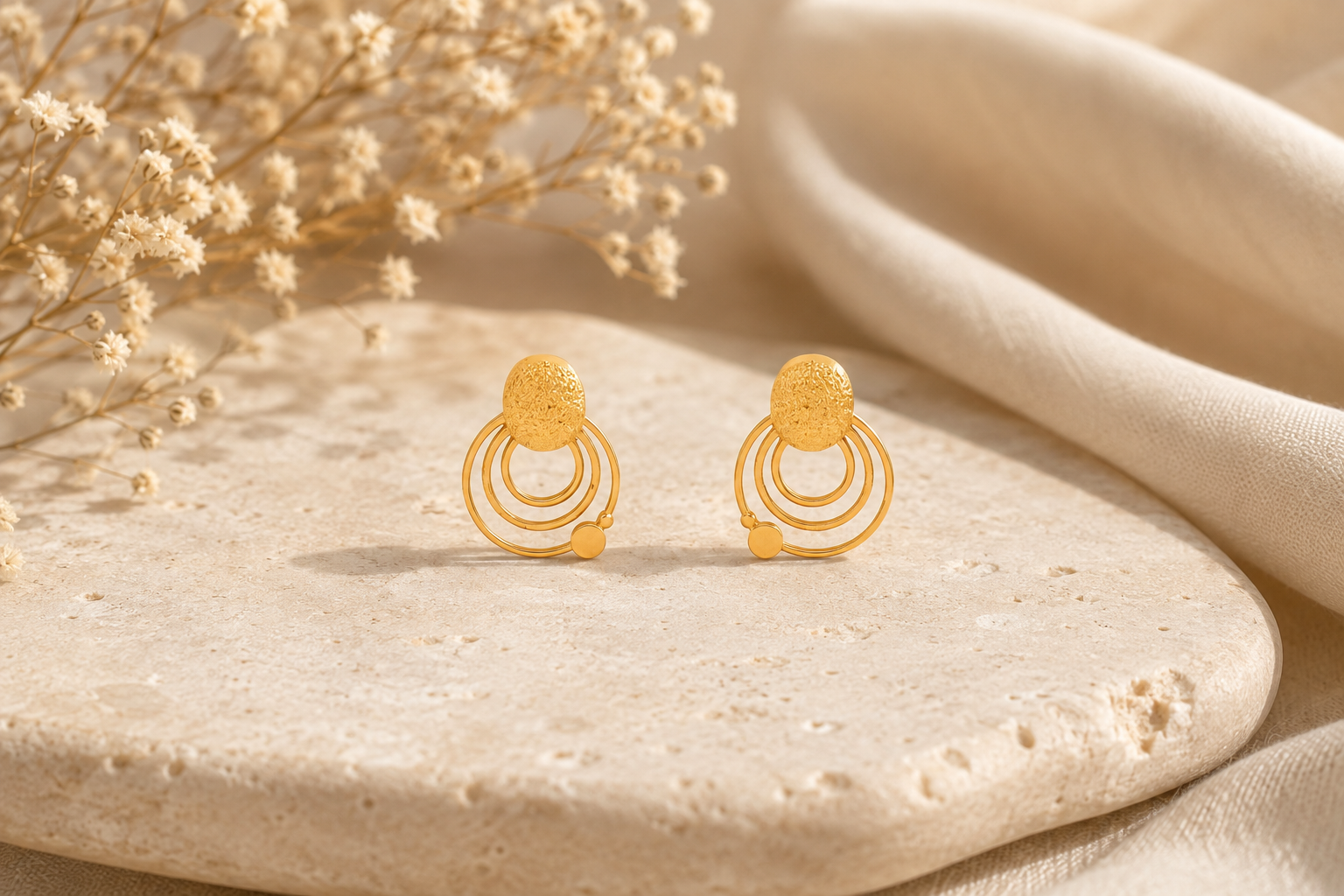 Three Tiered disc silver drop earrings – handcrafted silver EARRINGS