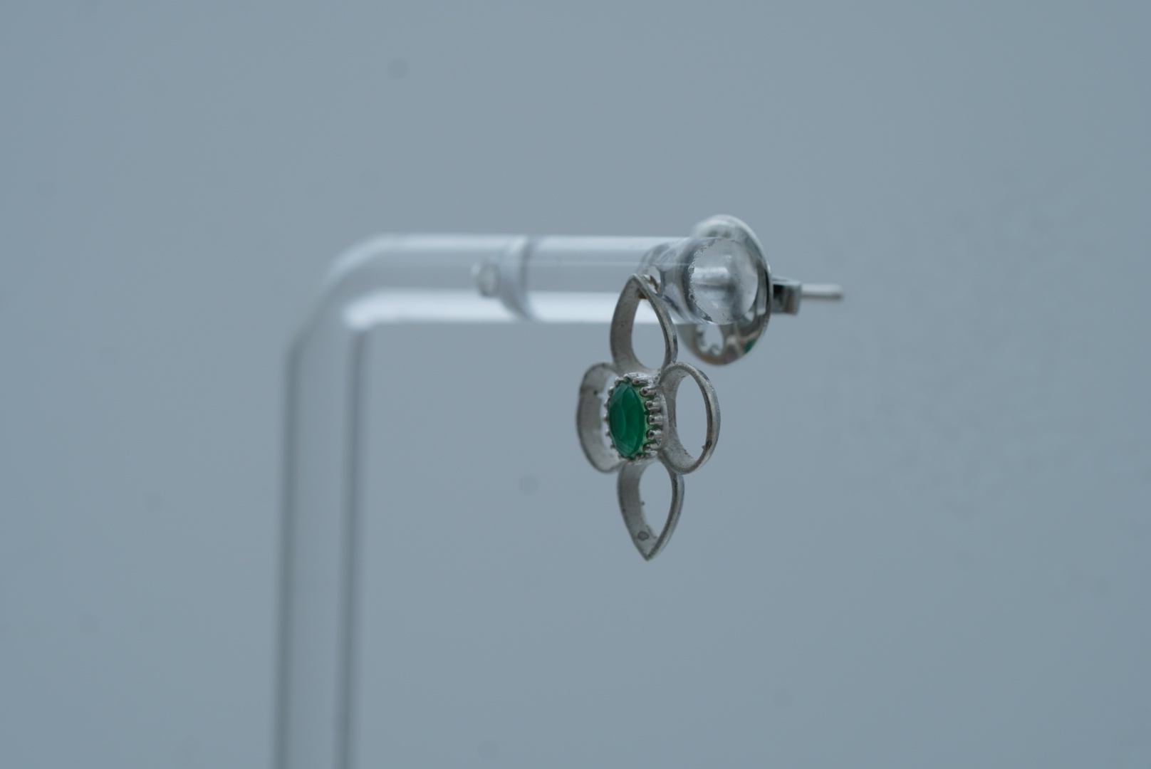 Clover Silhouette Silver Stud Earrings