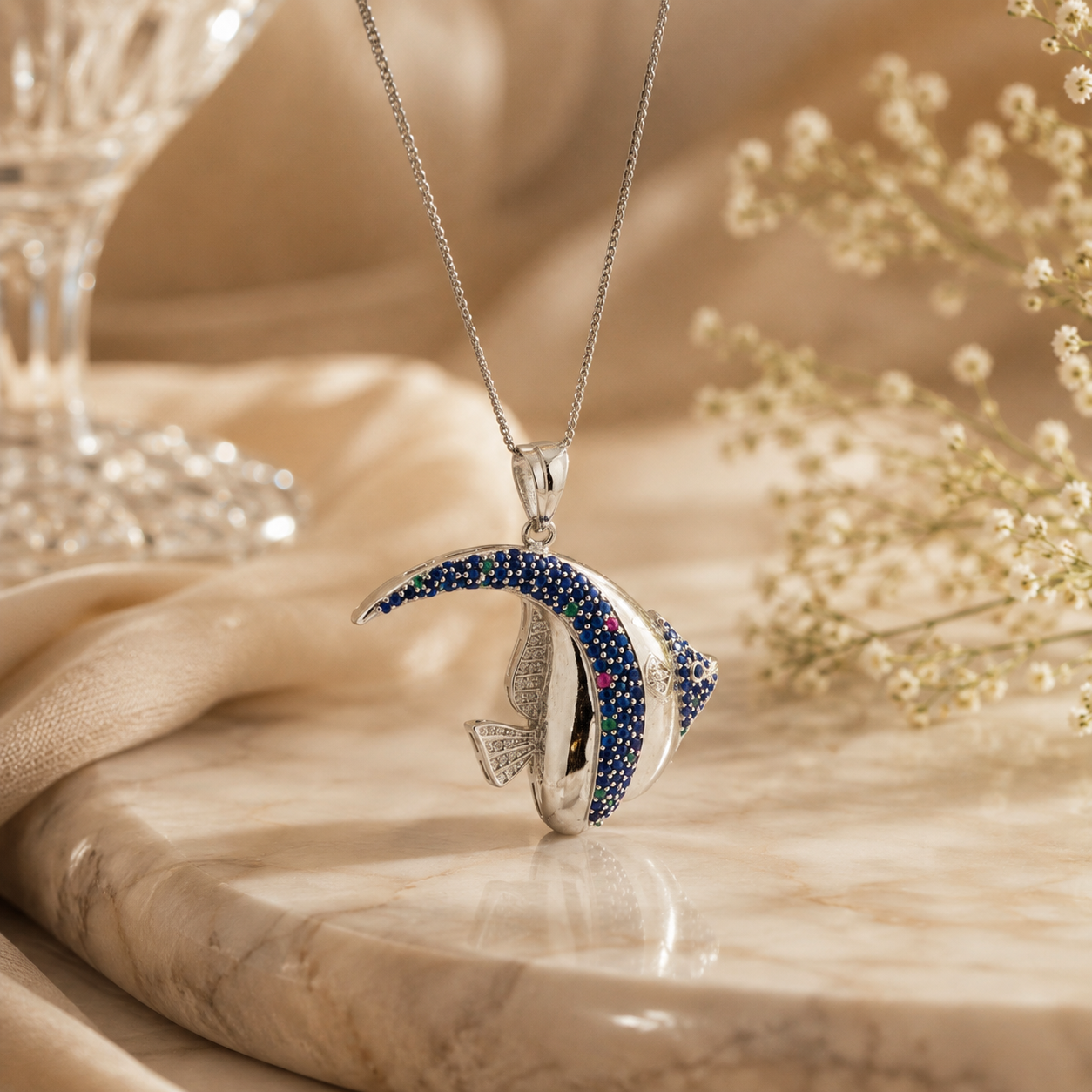 Silver fish pendant – handcrafted silver PENDANTS (alternate view)