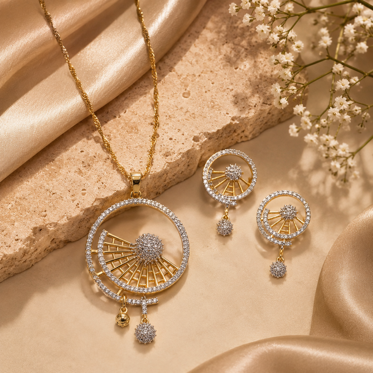 Glamorous pendant set – handcrafted silver Pendant Sets
