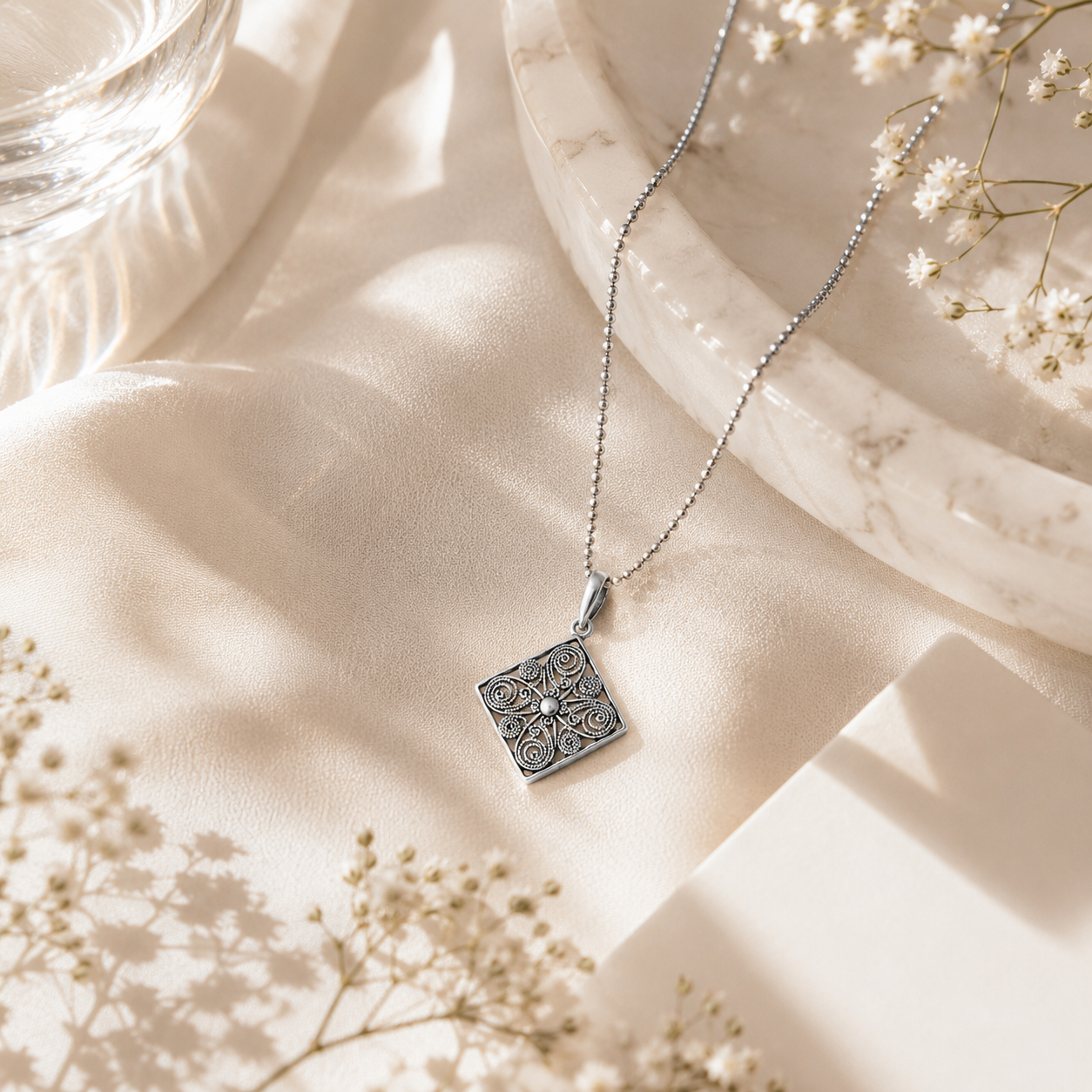 Rhombus silver pendant – handcrafted silver PENDANTS