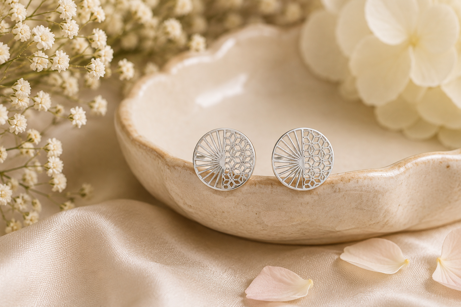 High shine silver pendant set – handcrafted silver Pendant Sets (alternate view)