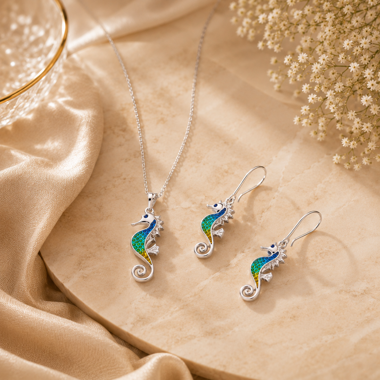 Silver unicorn pendant set – handcrafted silver Pendant Sets