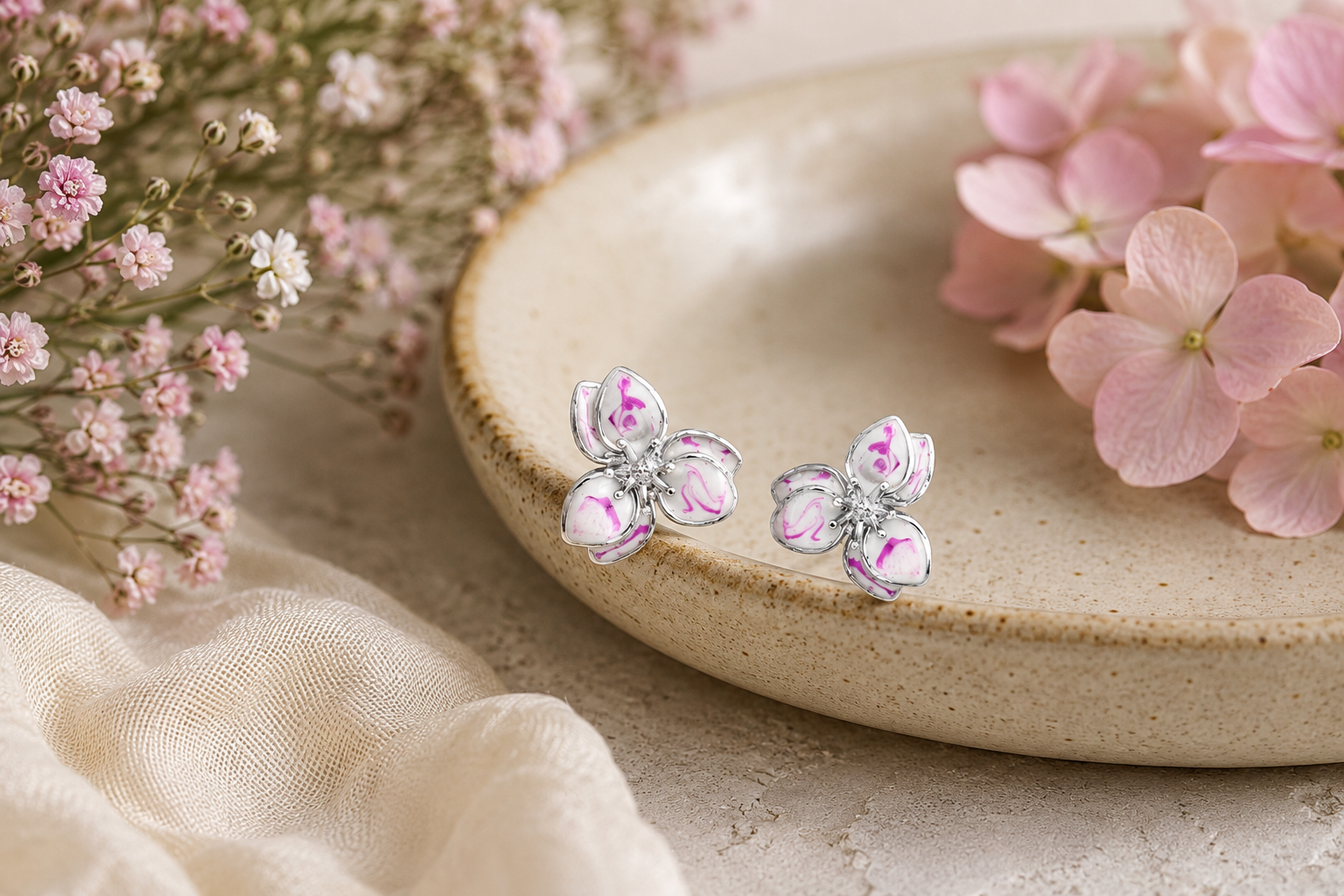 Enchanted meenakari silver earrings – handcrafted silver EARRINGS (alternate view)