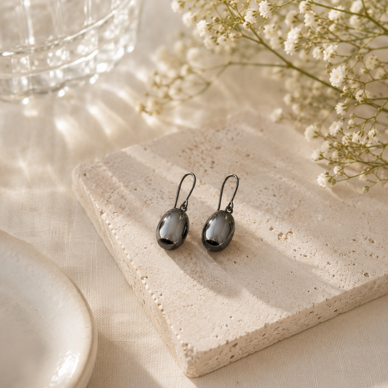 Silver pebble drop earrings – handcrafted silver EARRINGS (alternate view)
