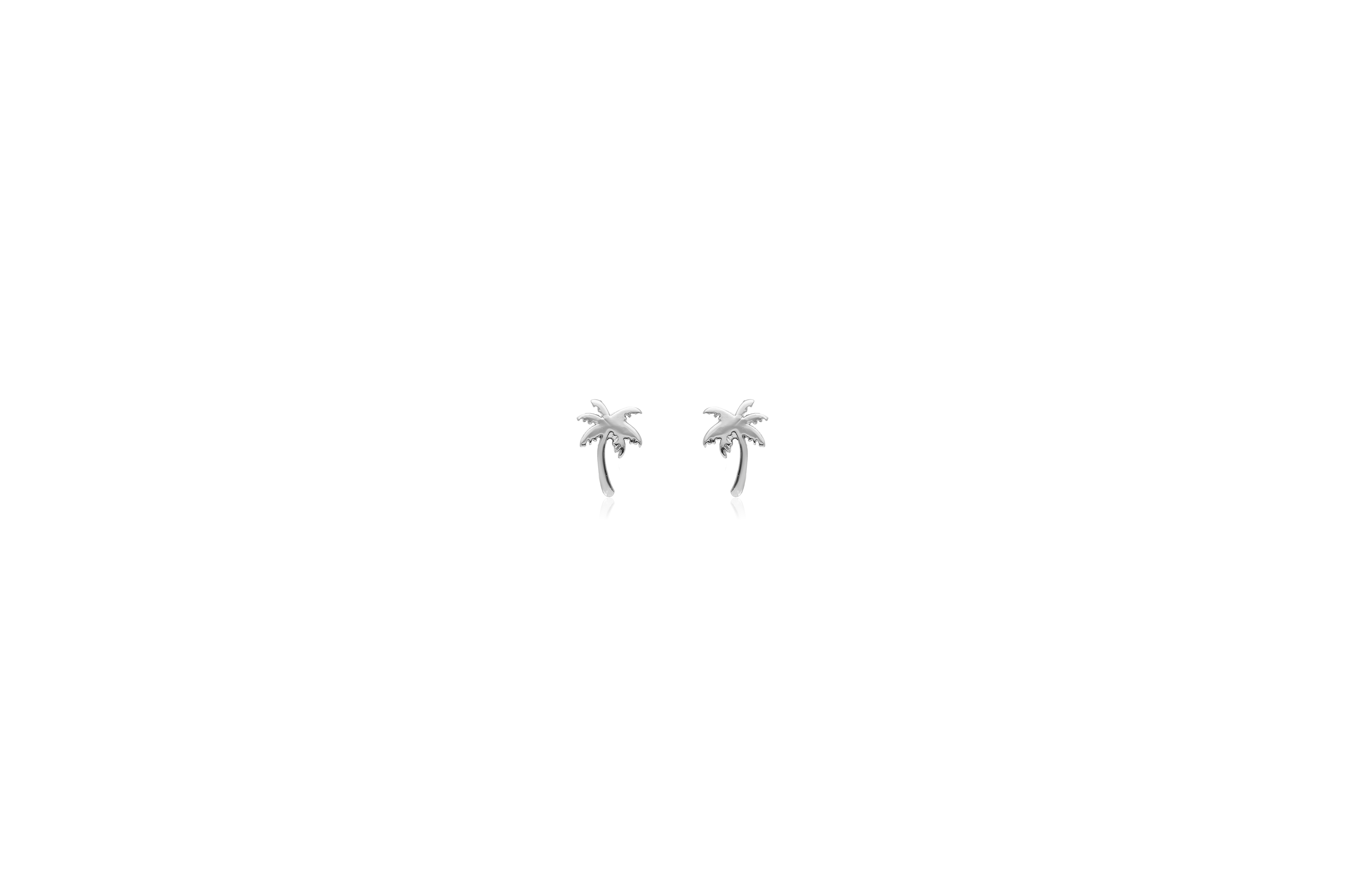 Tropical Palm Silver Stud Earrings