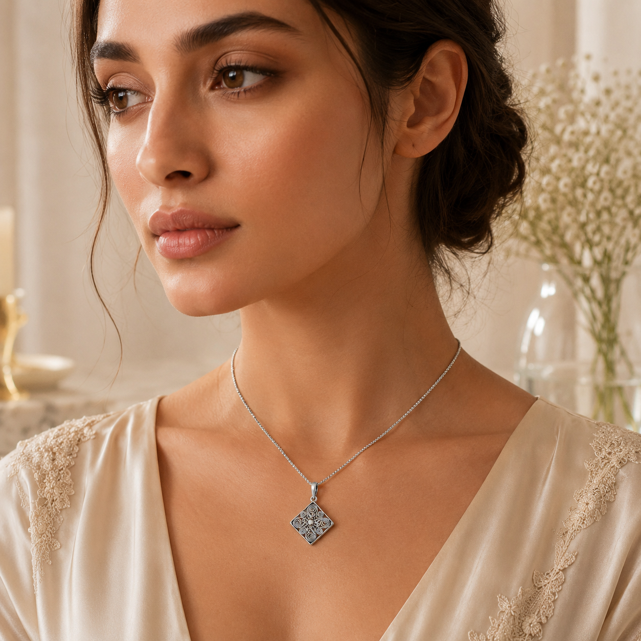 RHOMBUS SILVER PENDANT