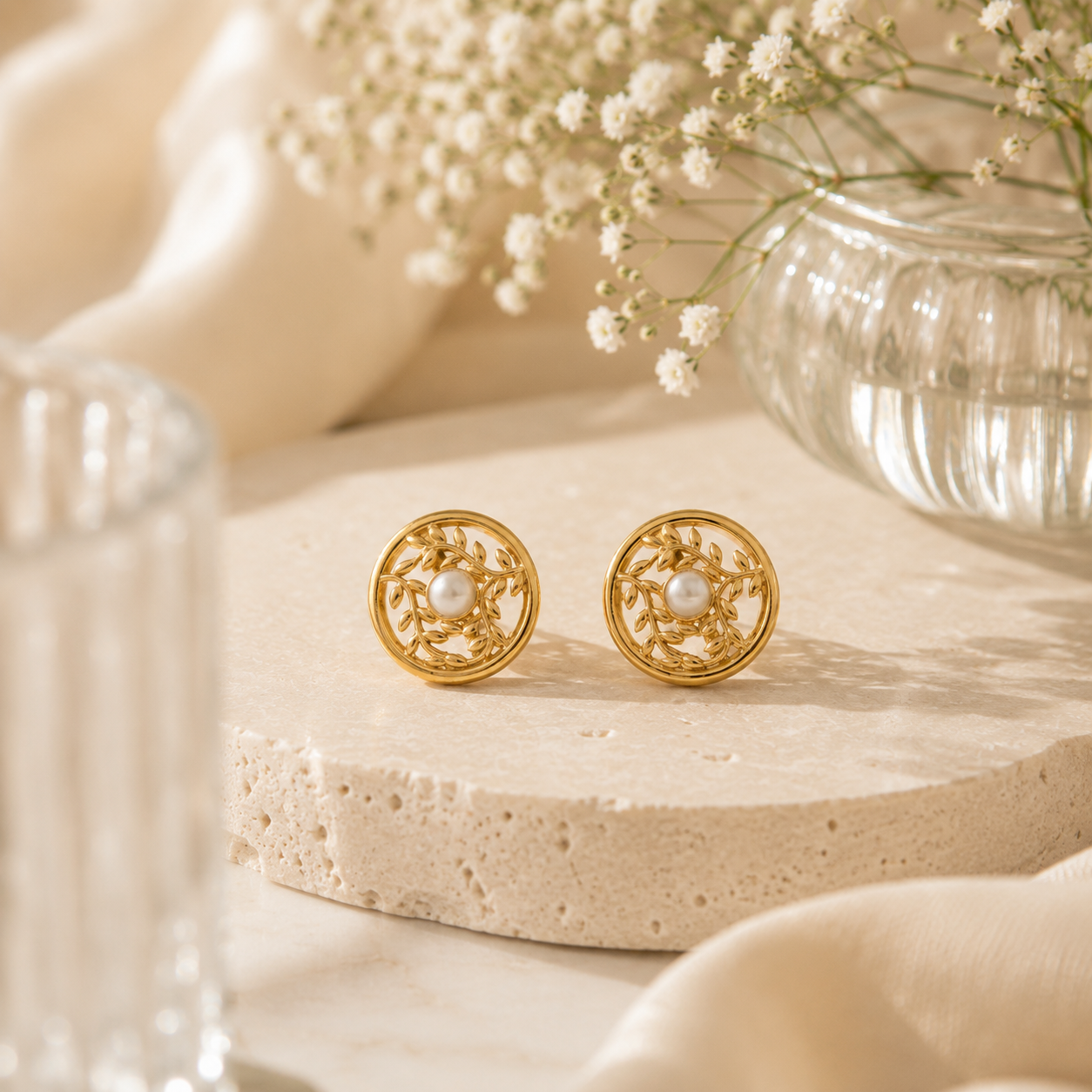 Circular vine stud silver earrings – handcrafted silver EARRINGS