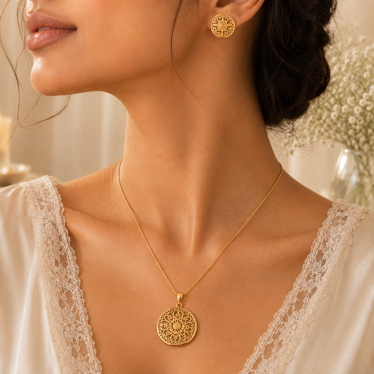 DETAILED RELIC SILVER PENDANT SET