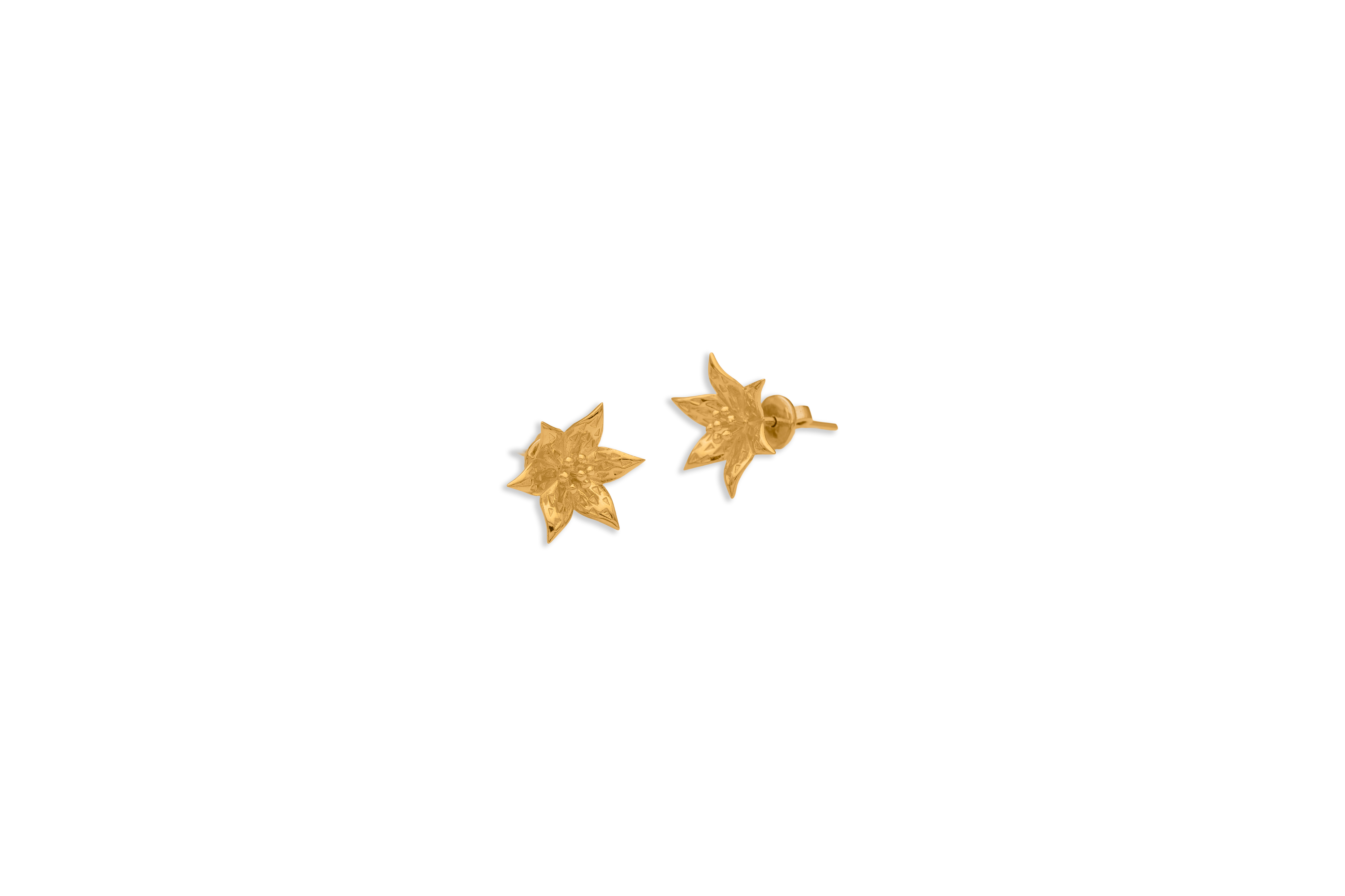 Marigold star silver stud earrings – handcrafted silver EARRINGS (alternate view)