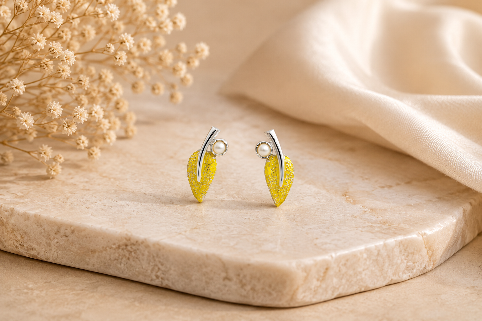 Forest glow silver earrings – handcrafted silver EARRINGS (alternate view)