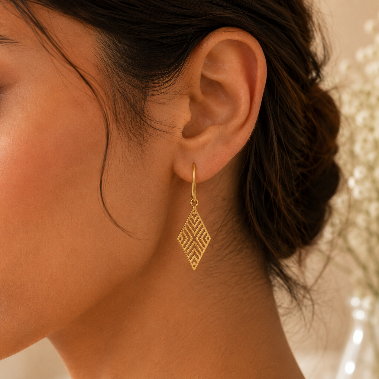 MINIMAL GEOMETRIC SILVER DROP EARRINGS