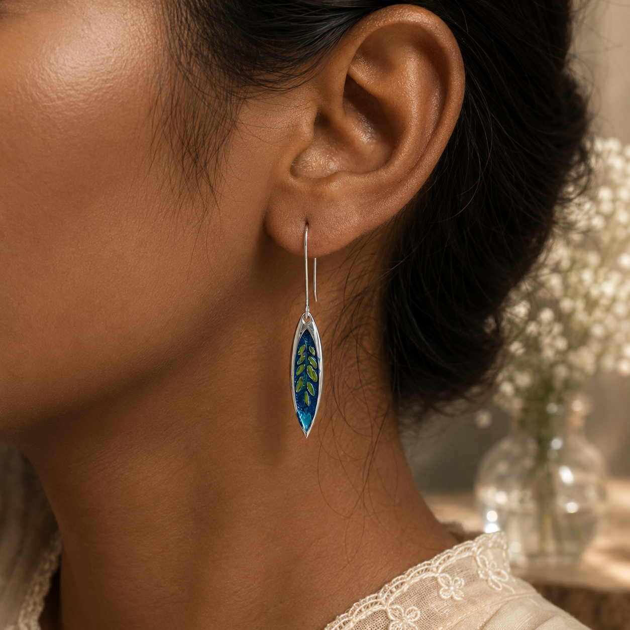 LEAFLINE SILVER DROP EARRINGS